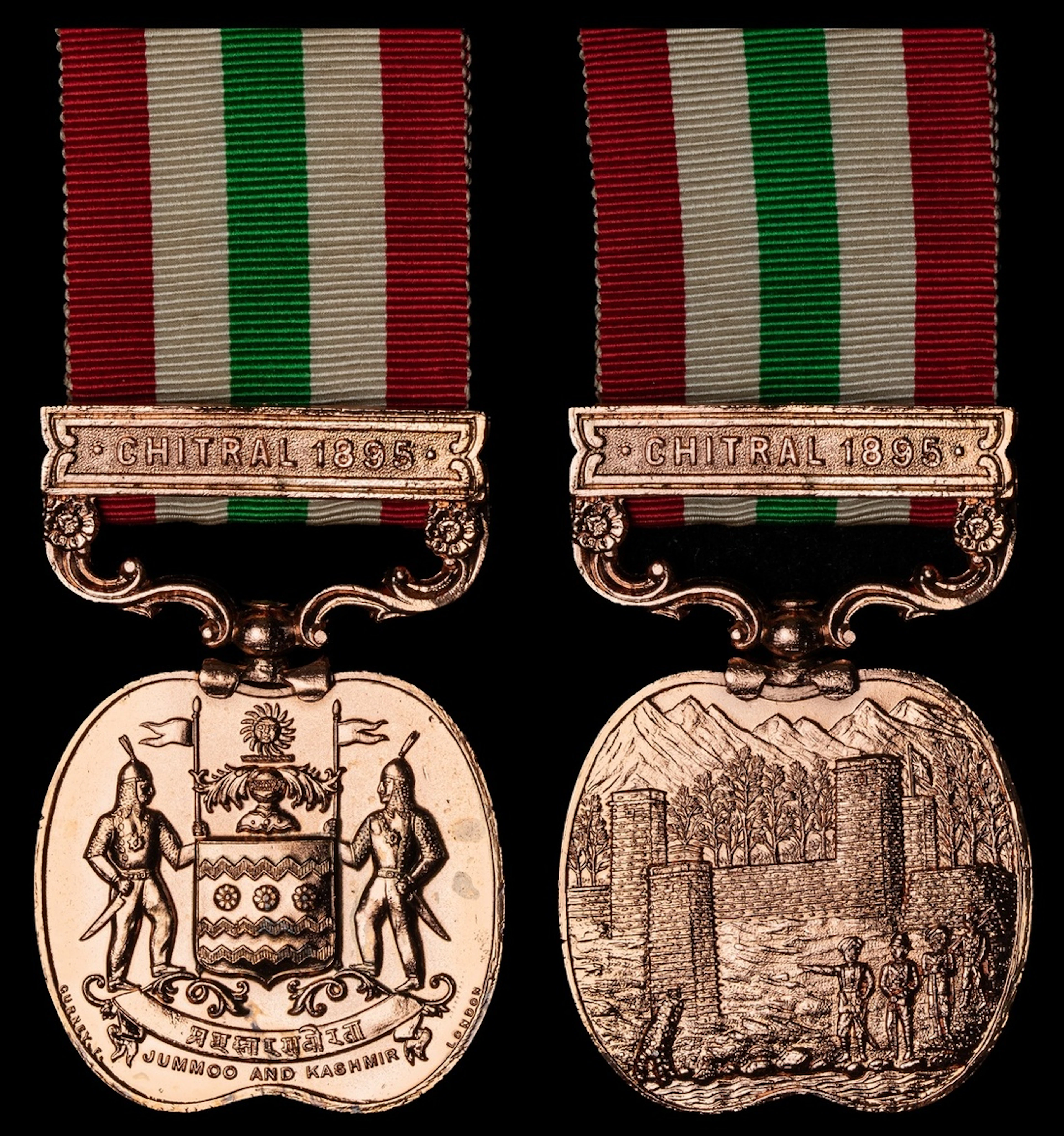 Jummoo and Kashmir 1895, 1 clasp, Chitral 1895, reverse of clasp stamped