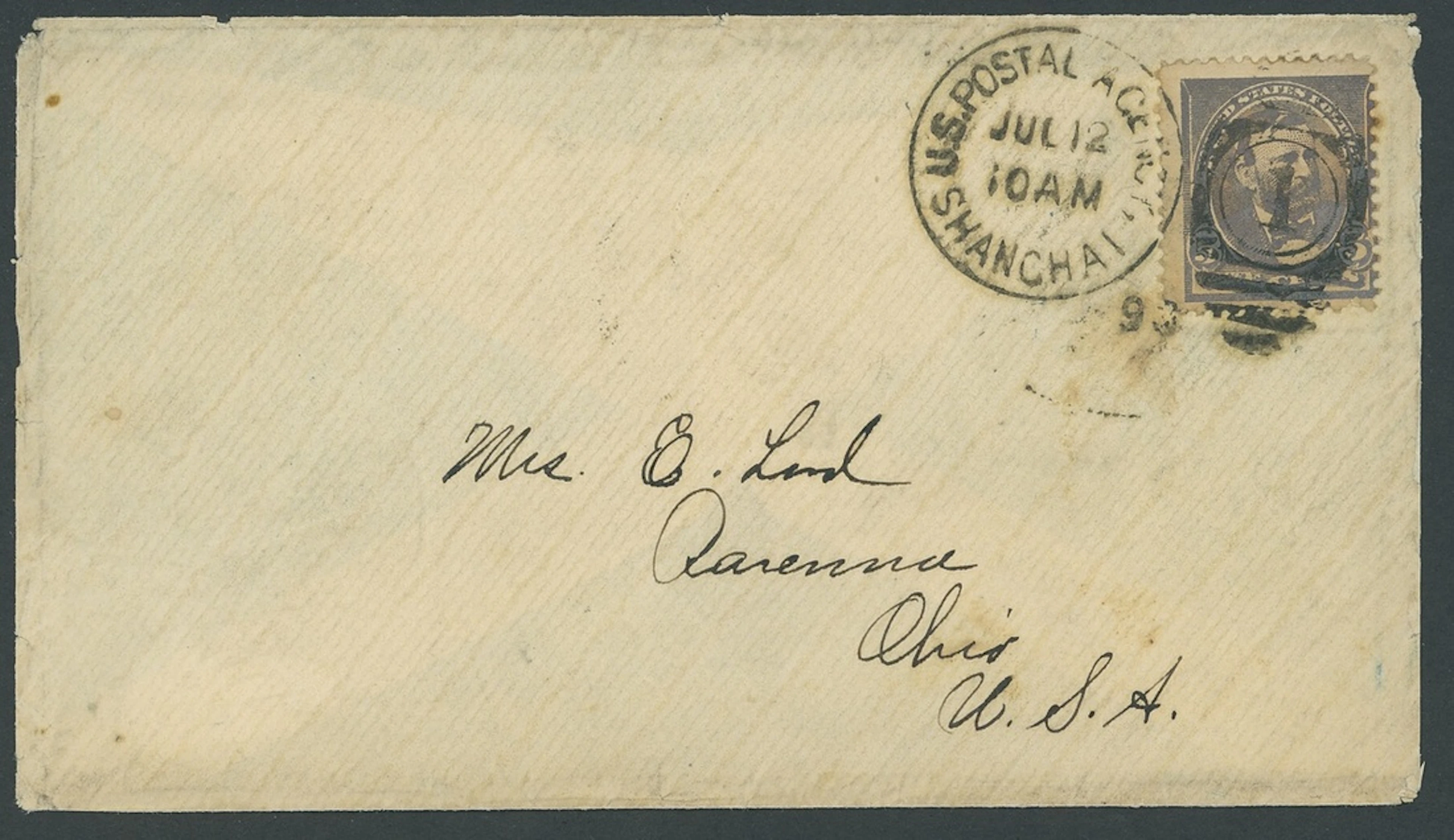 Foreign Post Offices United States Post Office Shanghai 1893 (12 July)