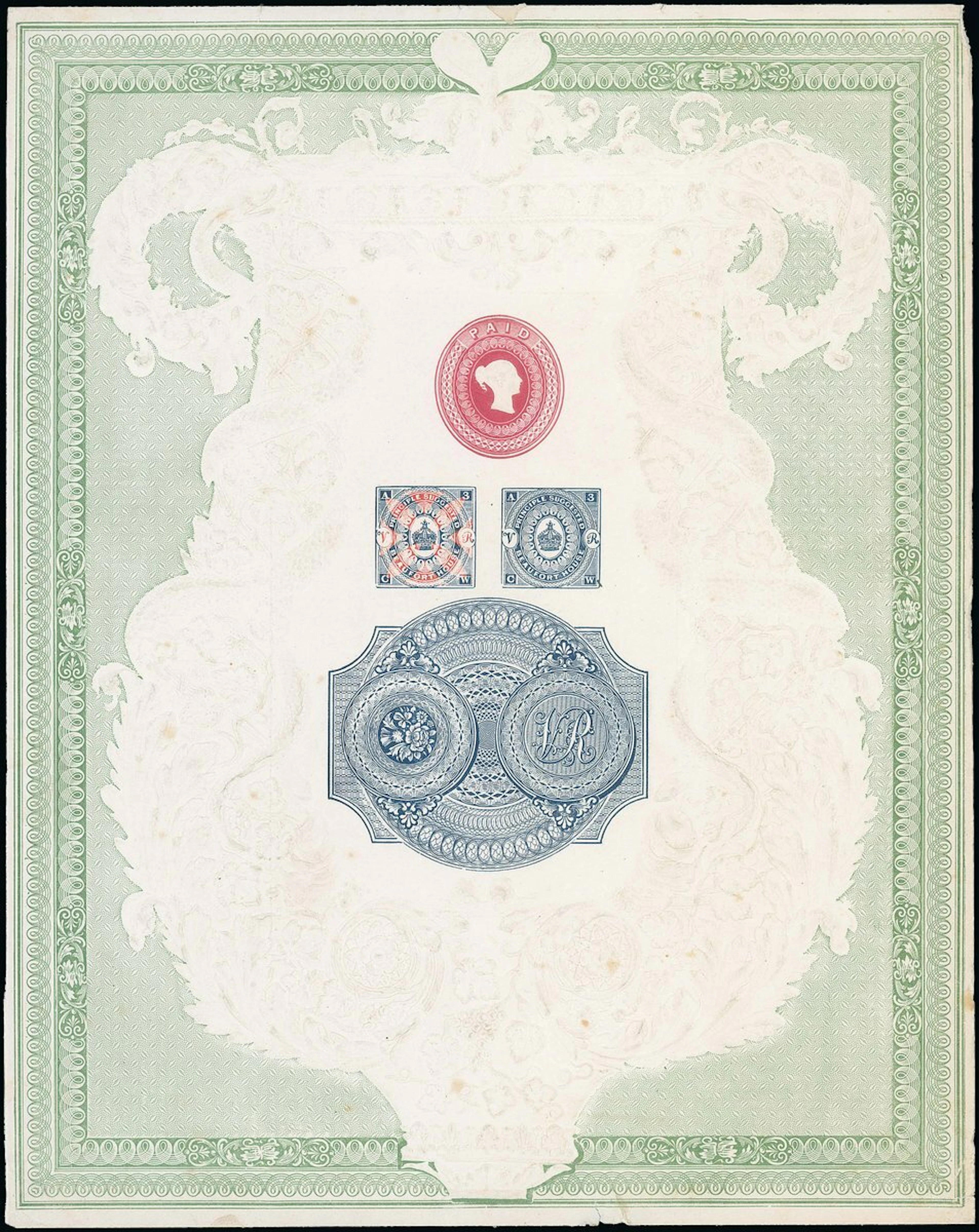 Great Britain Pre-Stamp Essays 1839 Treasury Competition Charles Whiting: