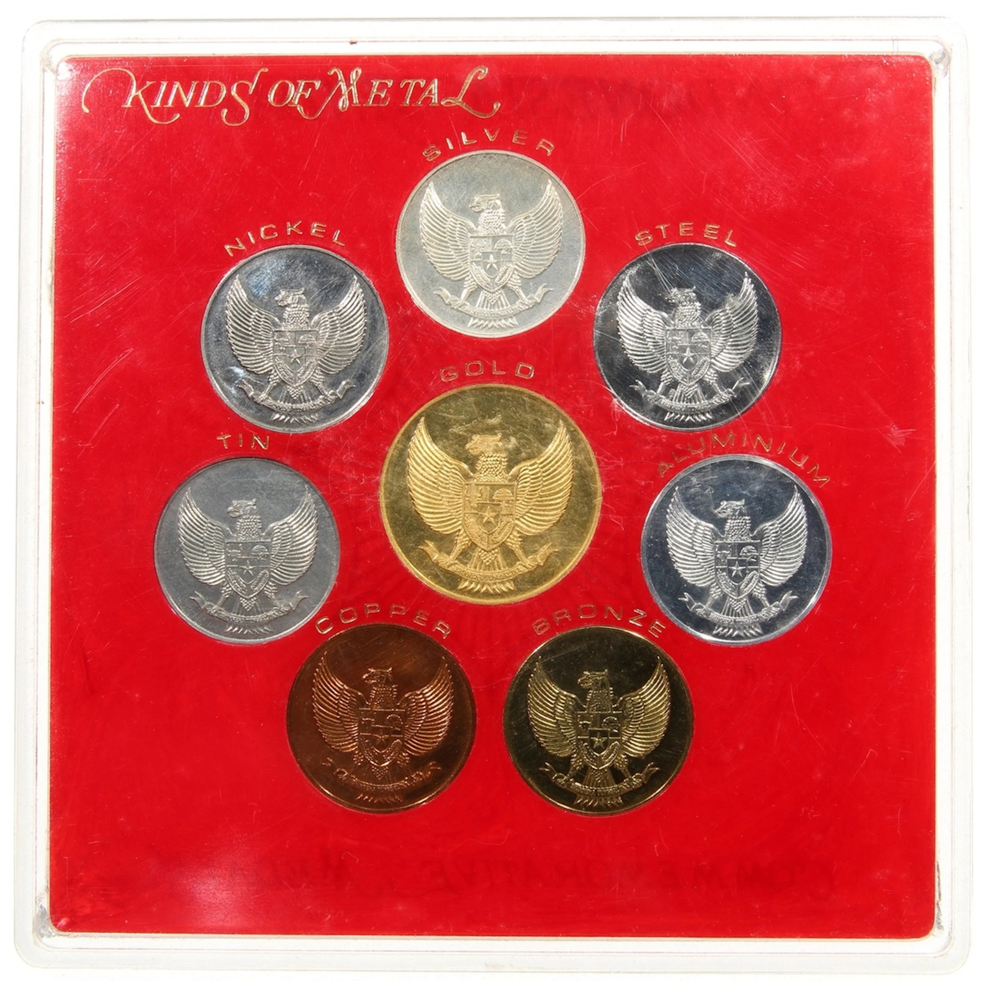 Indonesia, a commemorative medal set of 8x, including, gold, silver