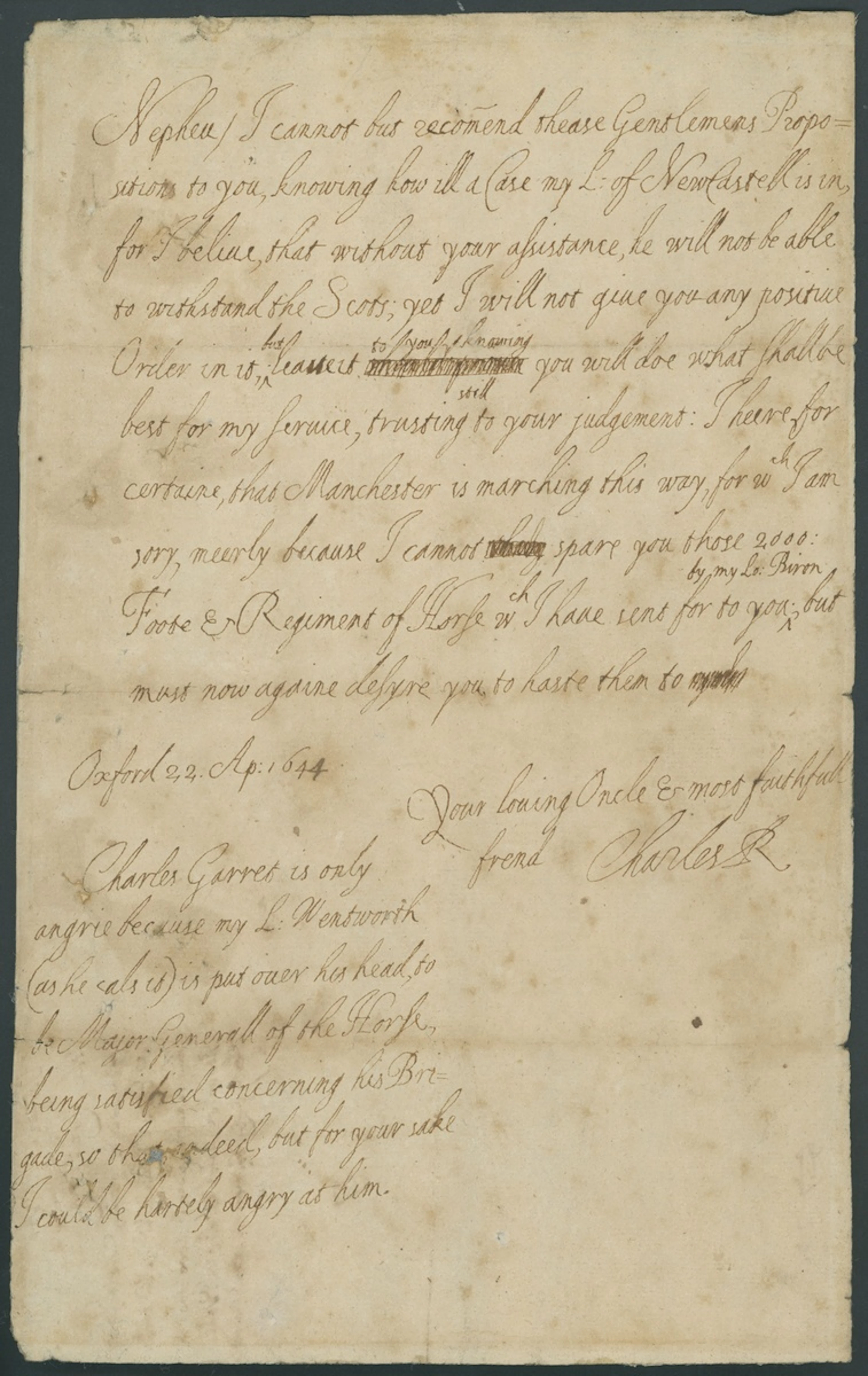 King Charles I to his Nephew, Prince Rupert - The Road to Marston
