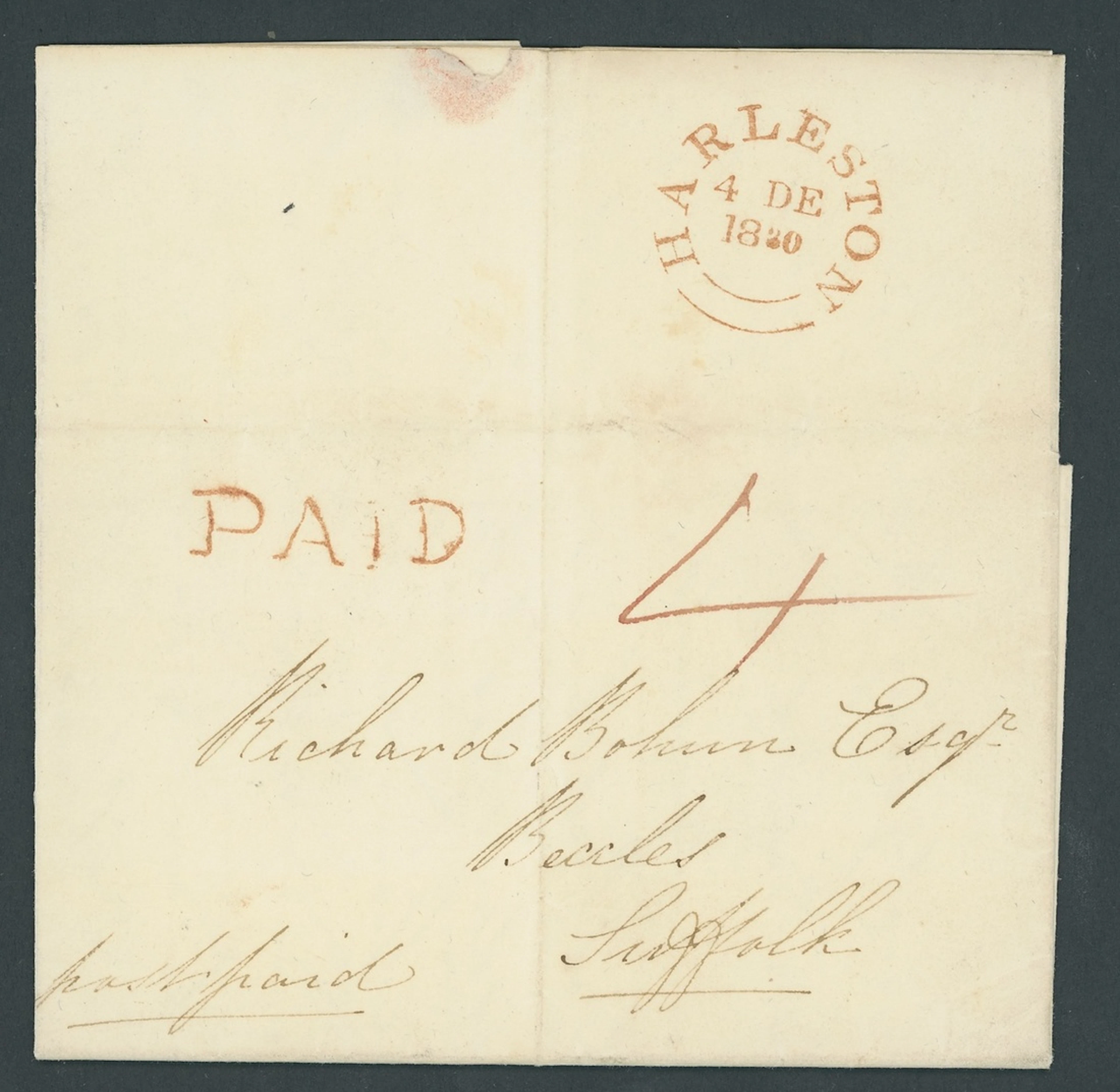Great Britain Postal History 1830 (4 Dec.), entire letter to Suffolk