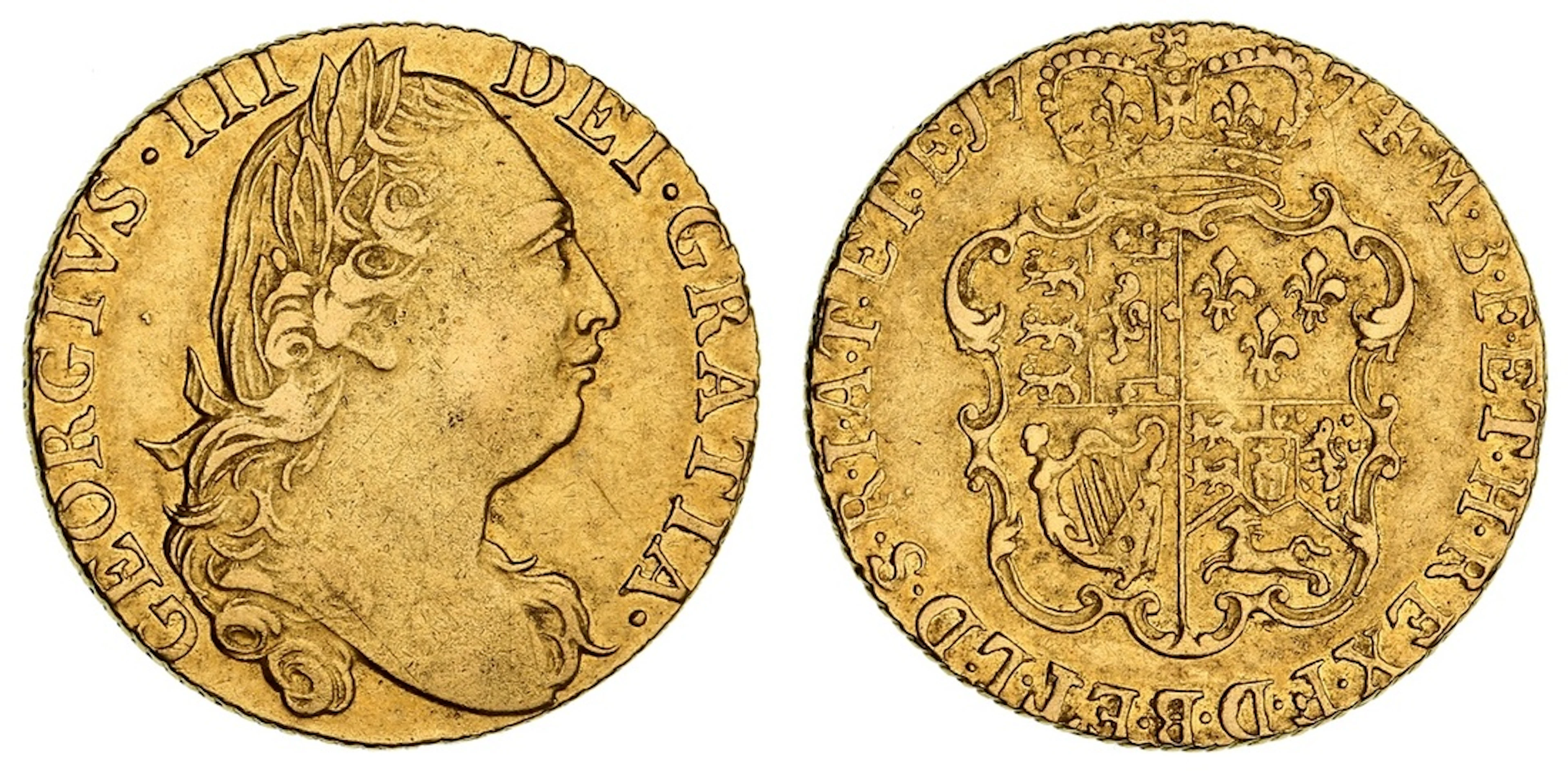 George III (1760-1820), 'Rose' Guinea, 1774, fourth laureate head