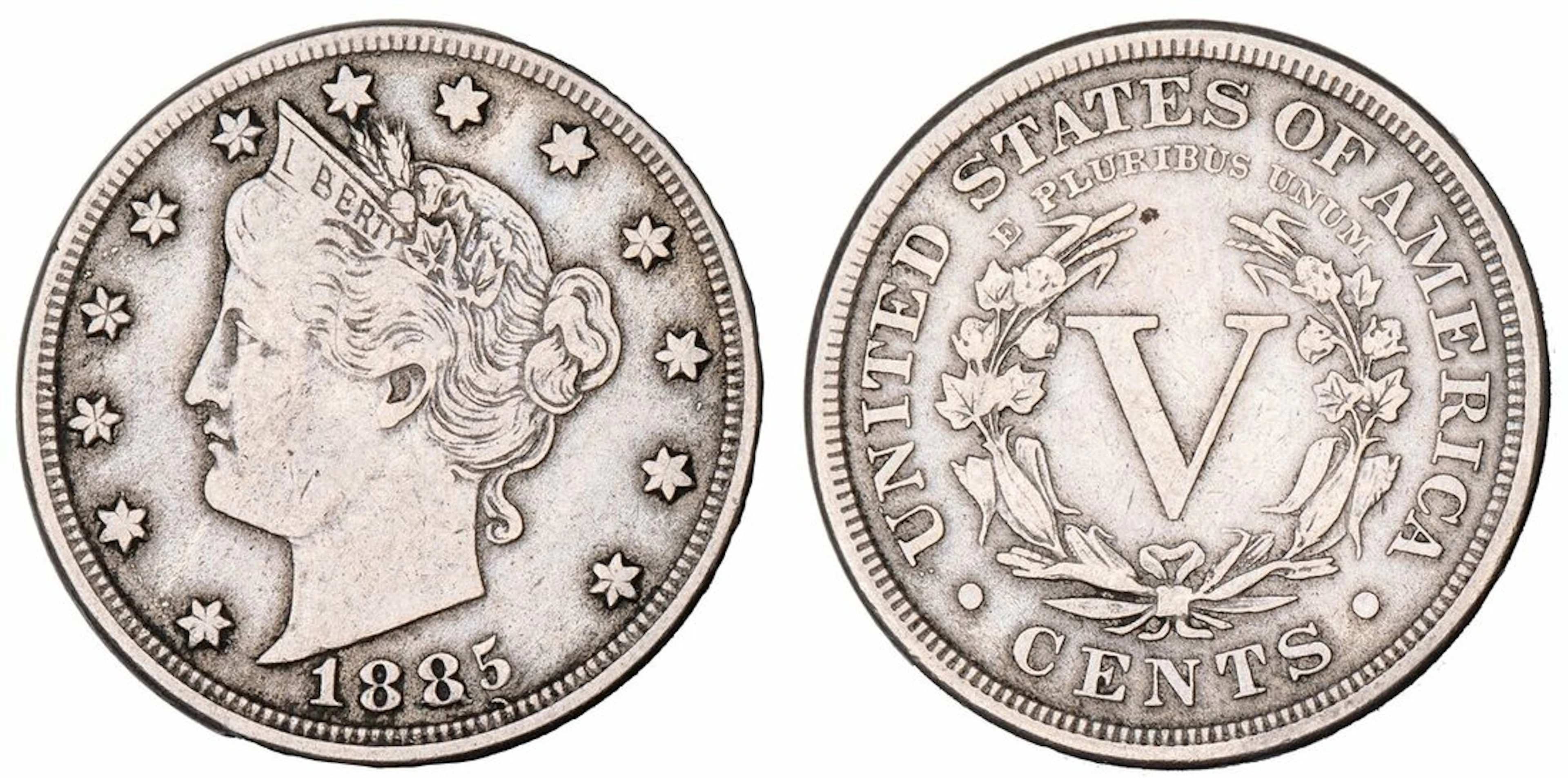 USA, 'Liberty Nickel' 5 Cents, 1885, Philadelphia, by Charles Edward