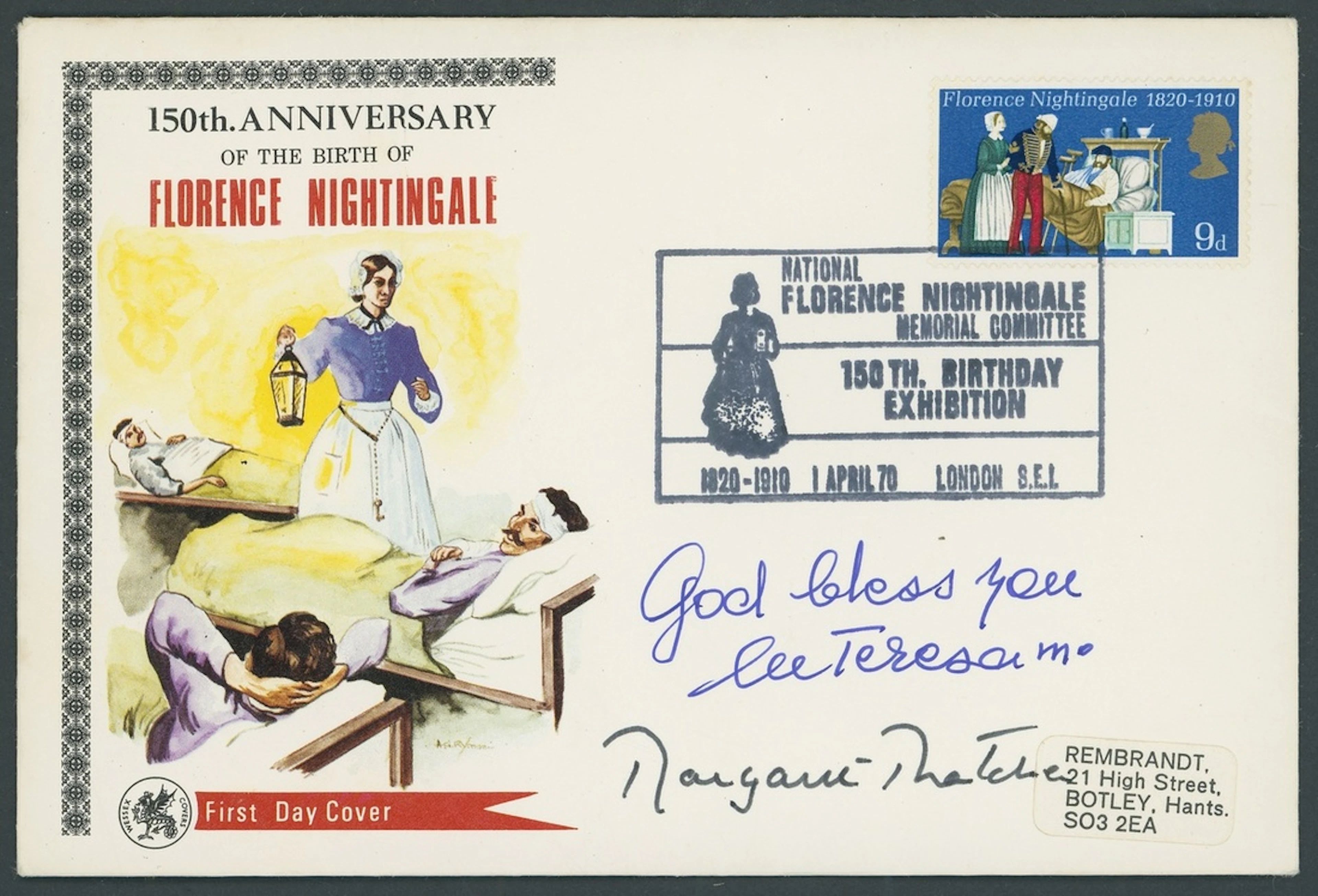 Great Britain Autographs 1970 First Day Cover commemorating the 150th