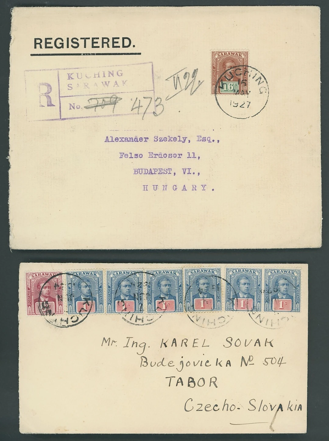 Sarawak 1918 Sir Charles Vyner Brooke Covers 1918 (13 July) envelope
