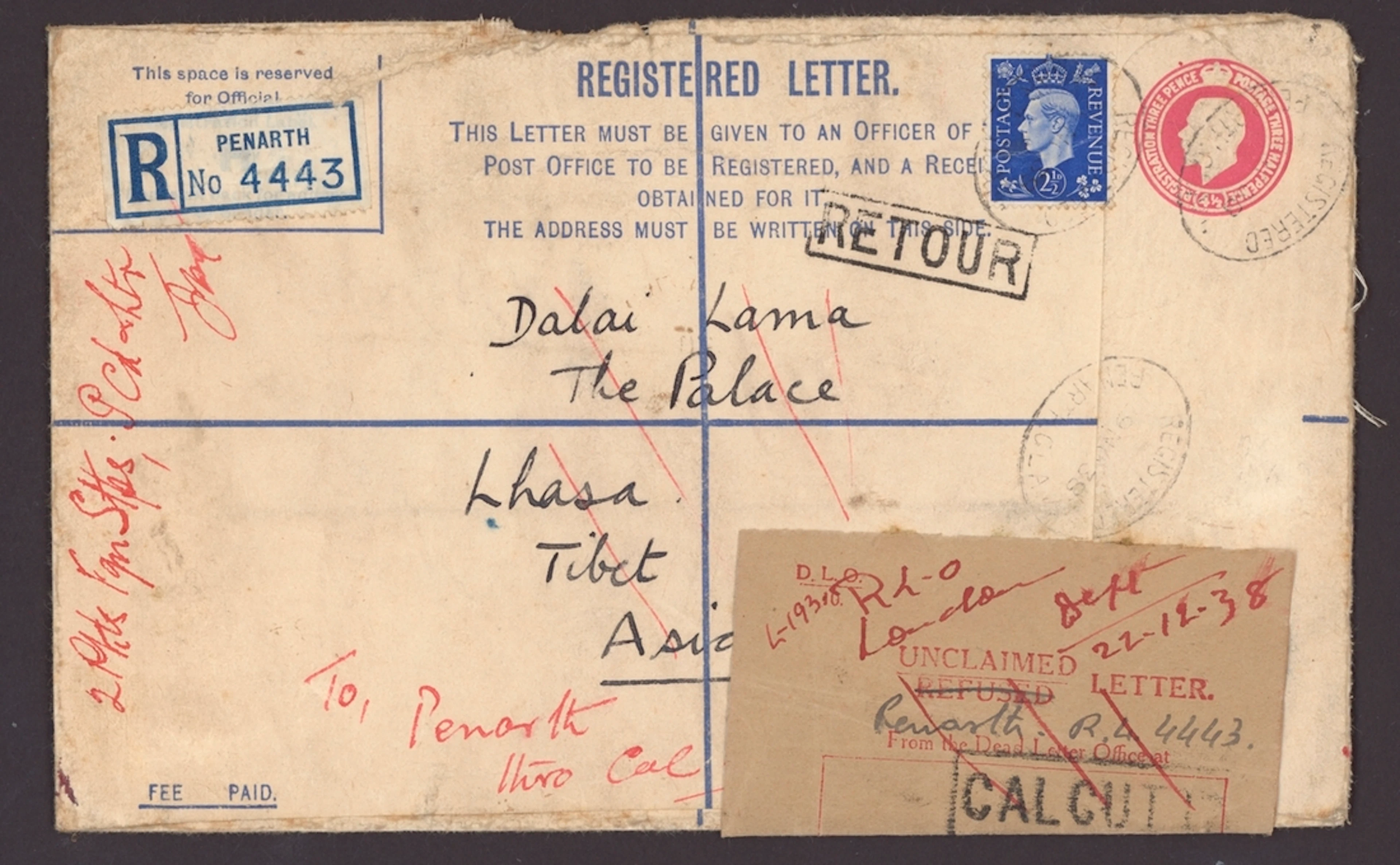 Tibet Dalai Lama Mail Fourteenth Dalai Lama Incoming Mail 1938 (9