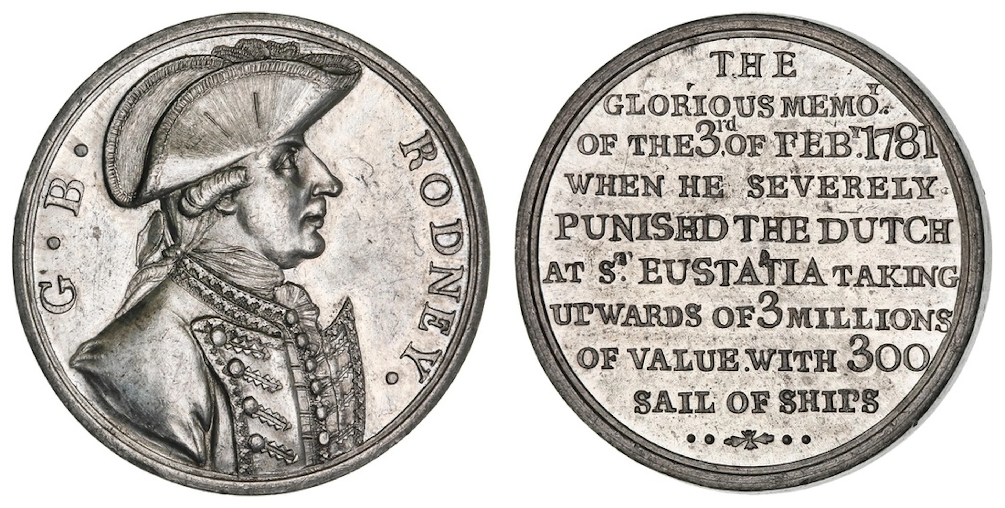 Capture of St. Eustatius by Admiral George Rodney, WM Medal, 1781