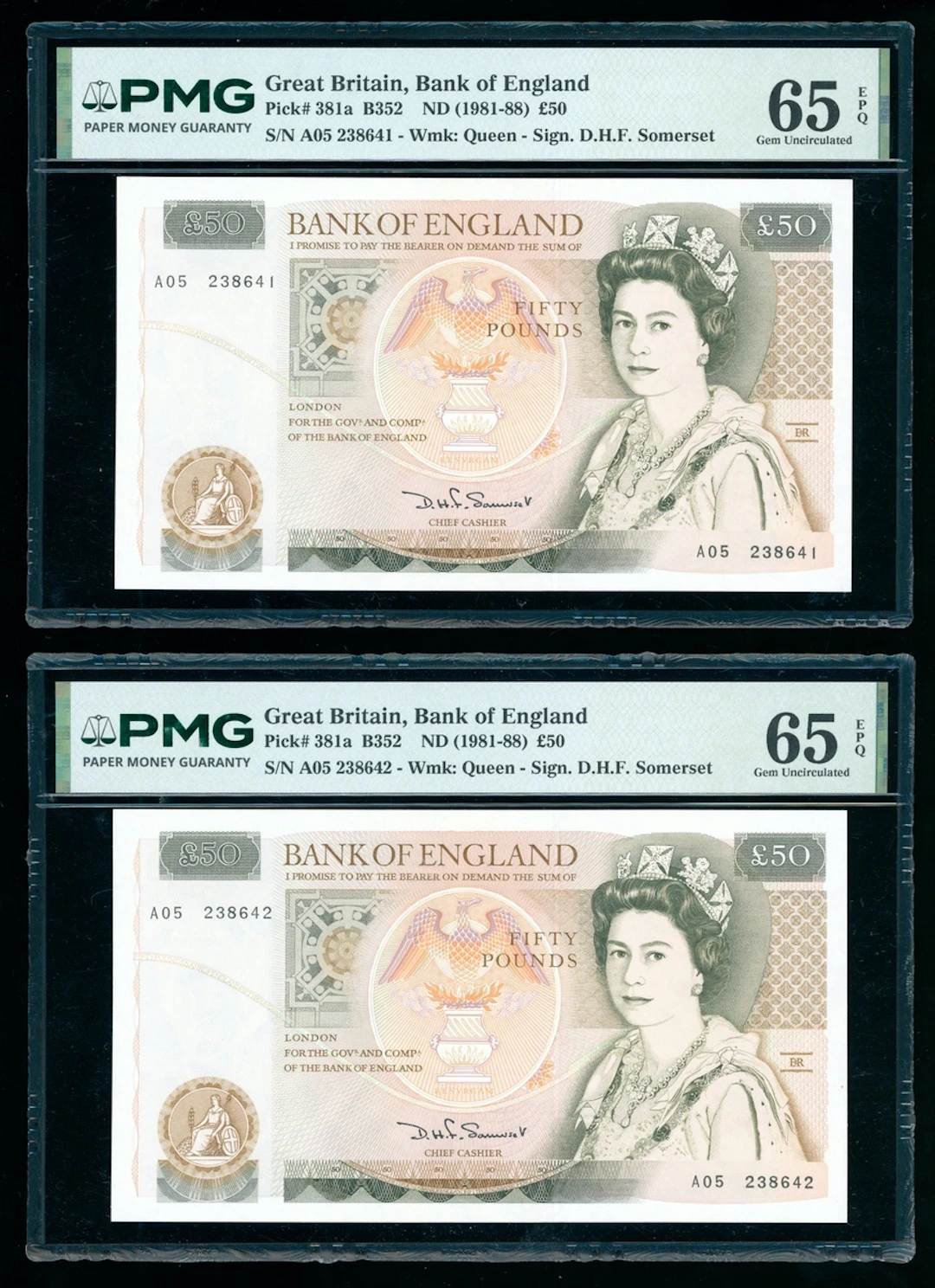 Bank of England, Great Britain, consecutive pair £50, ND (1981-88)