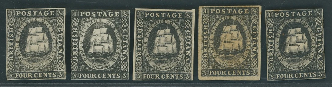 British Guiana 1853-55 4c. in black on thick wove paper, five plate