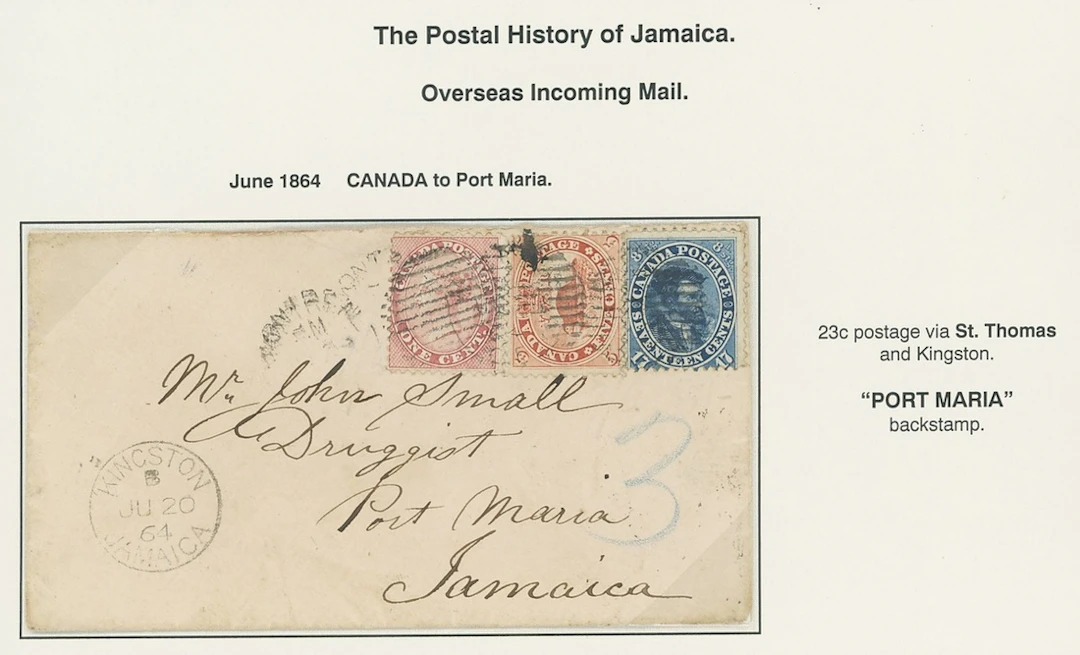 Jamaica Covers and Cancellations Incoming Mail 1864 (June) envelope