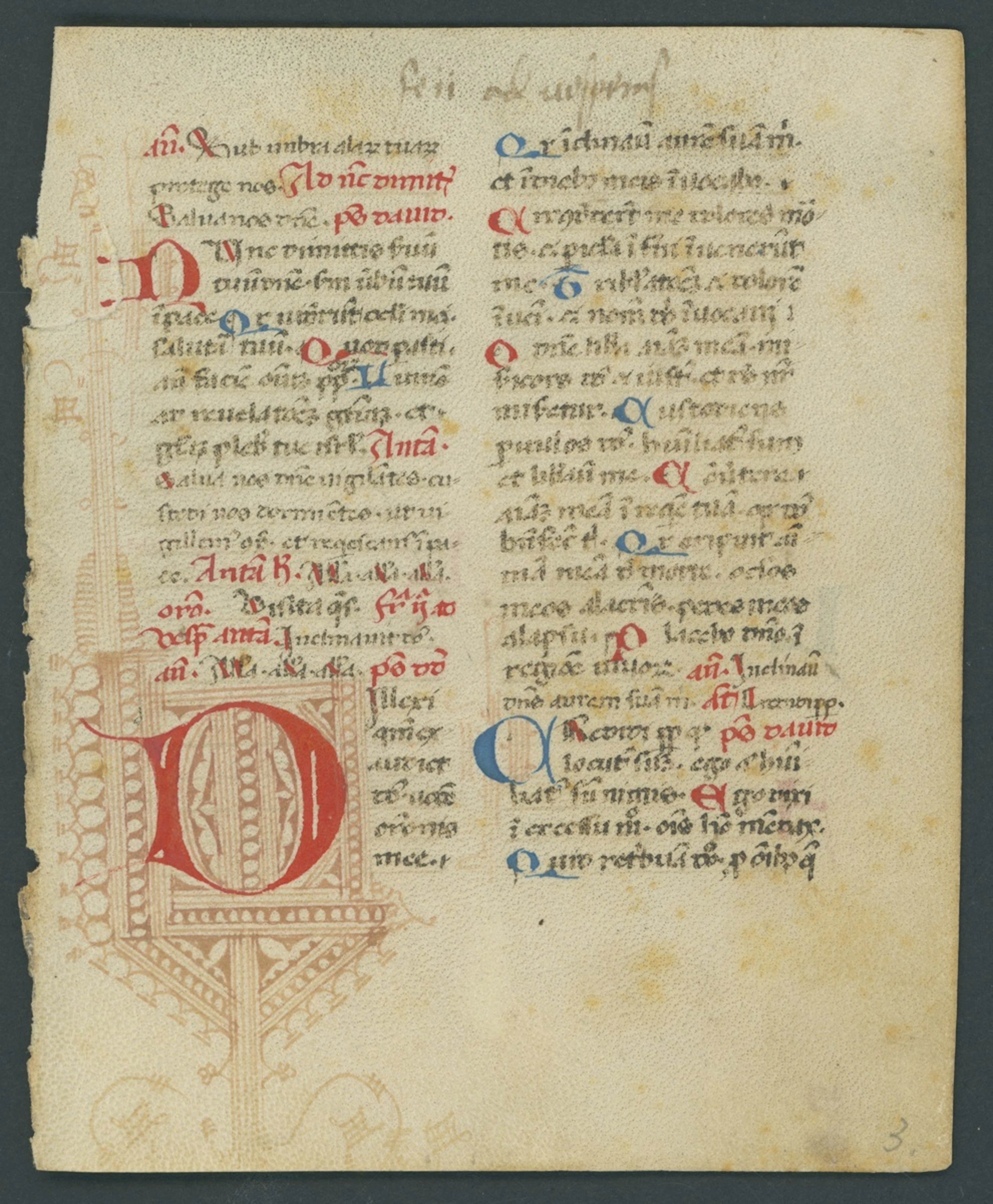 Italy Breviary Leaf 1464 Double sided parchment page written in Latin