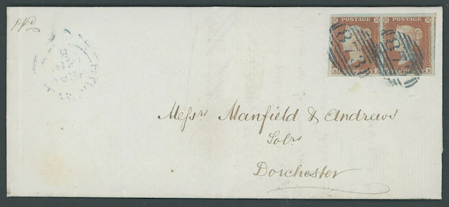 Great Britain 1841-53 One Penny Red-Brown Unplated RA-RB, horizontal