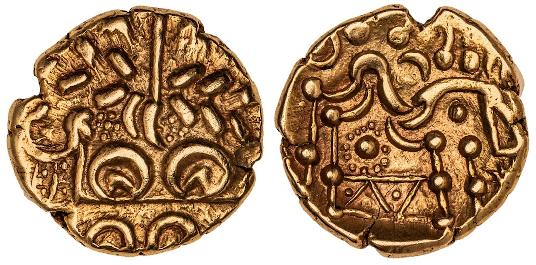 Corieltauvi, AV Stater, 'North East Coast' Type, wreath, cloak and
