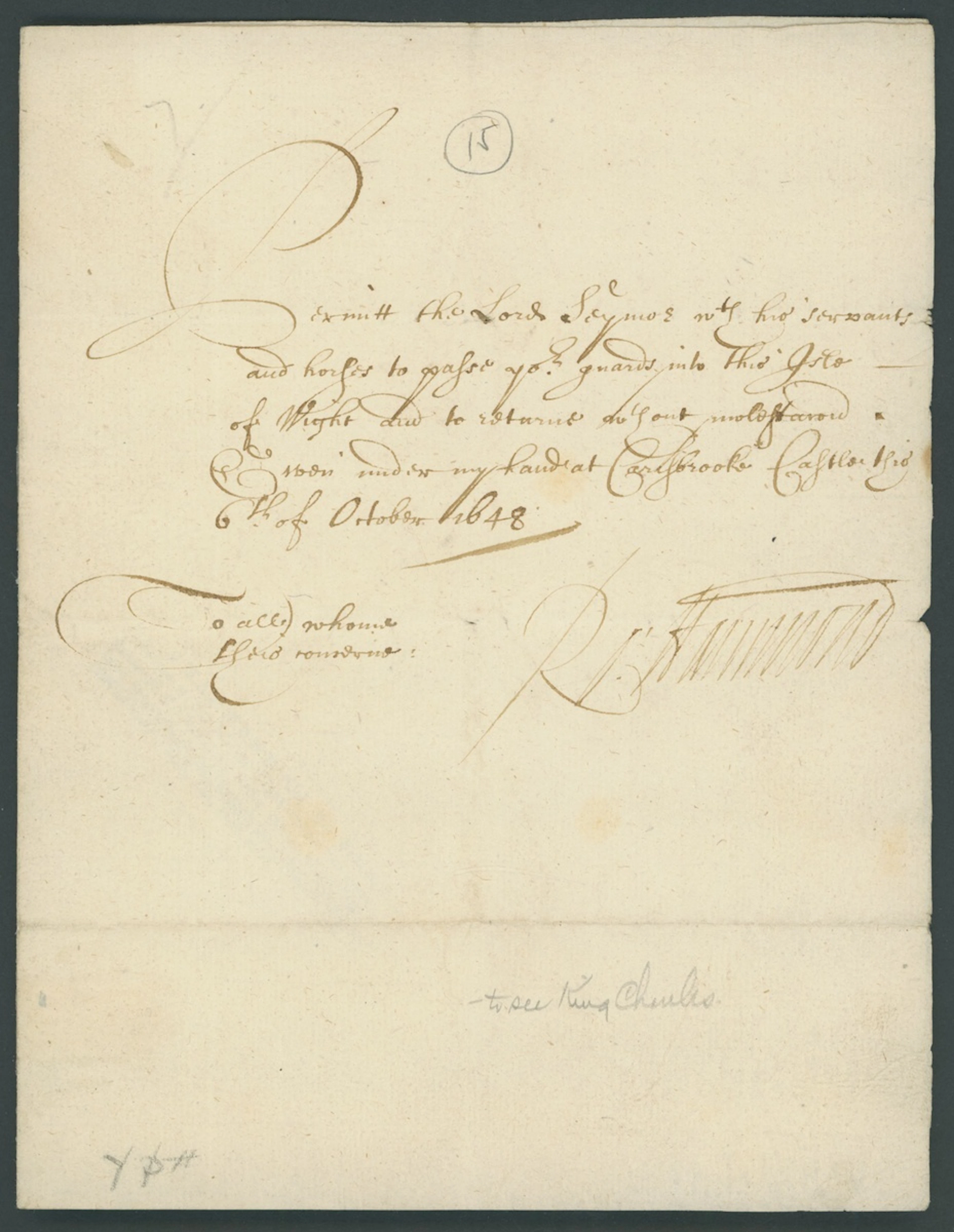 Robert Hammond - The Jailor of King Charles I 1648 (6 October) document