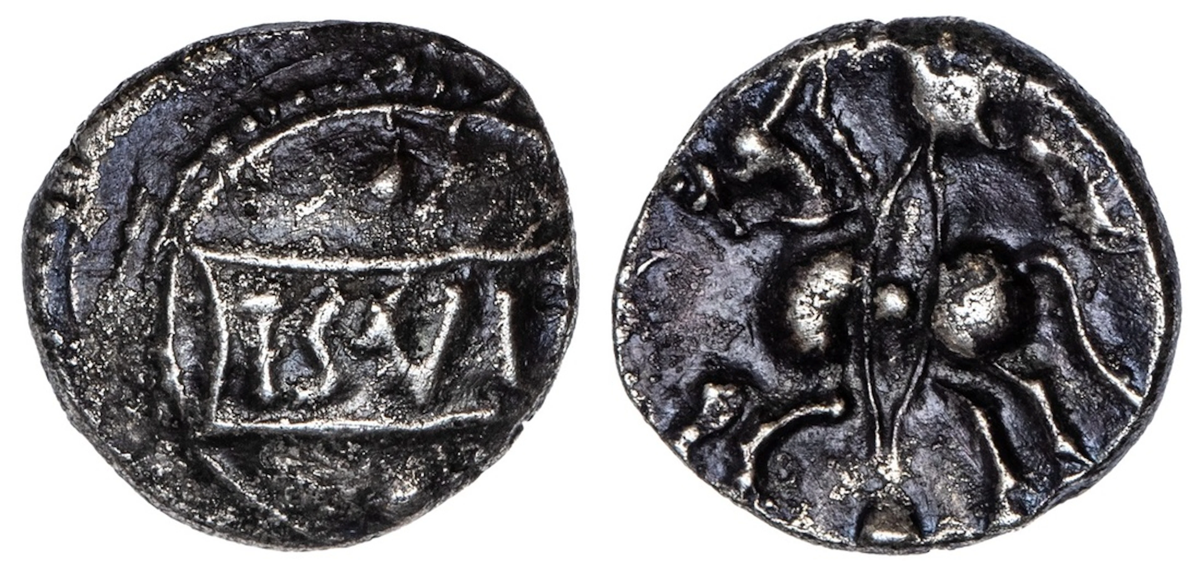 Catuvellauni, Tasciovanus (25 BC - AD 10), AR Unit, 'Cavalryman' Type