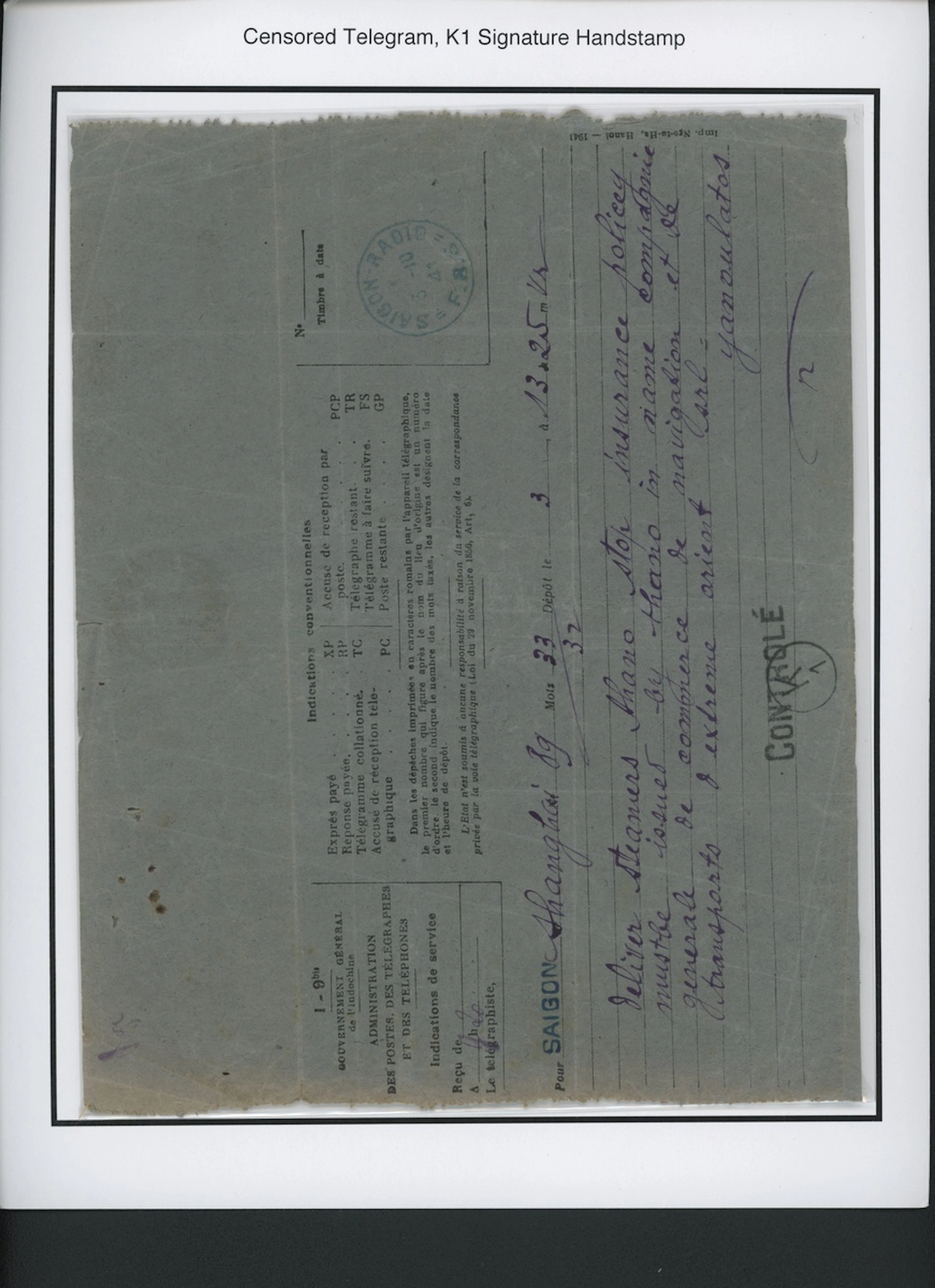 Indo-China French Indo-Chinese Post Office Military Mail