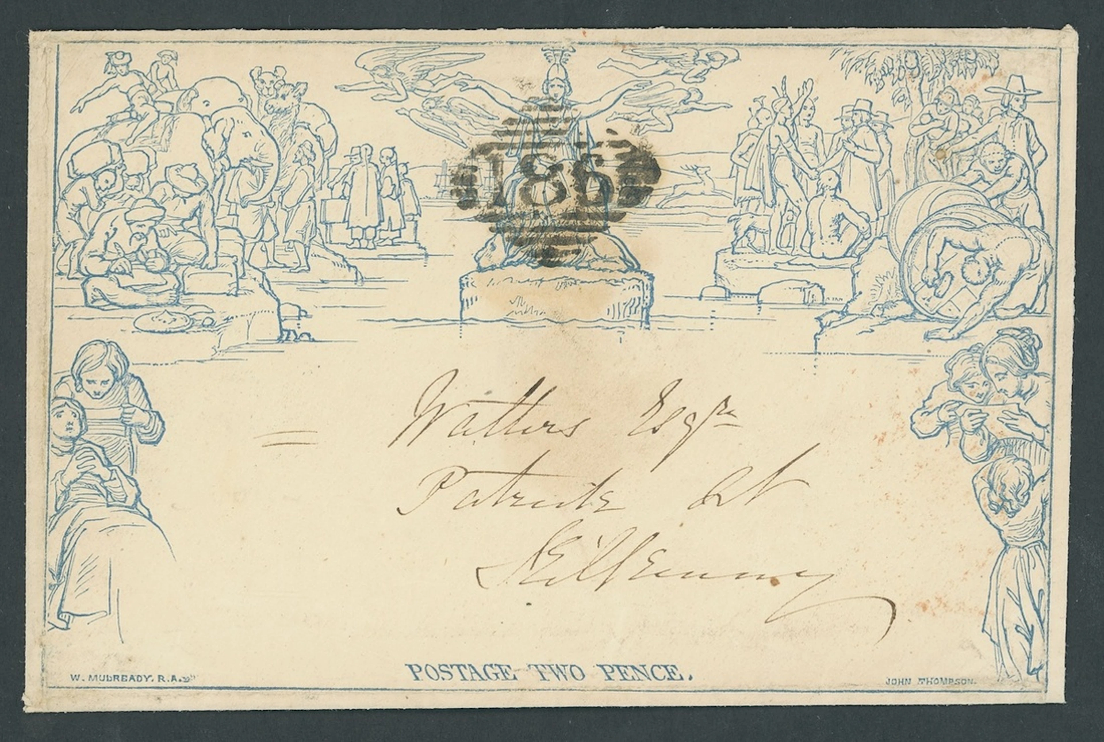 Great Britain 1840 Mulready Two Penny Envelopes a198, dated 14 April
