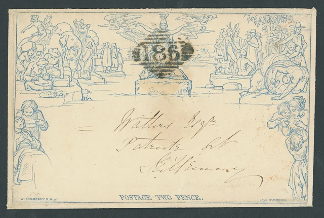 Great Britain 1840 Mulready Two Penny Envelopes a198, dated 14 April