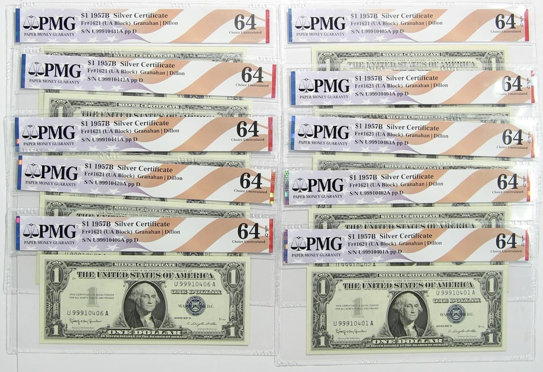 United States, Silver Certificate, $1 (10), 1957B, serial number