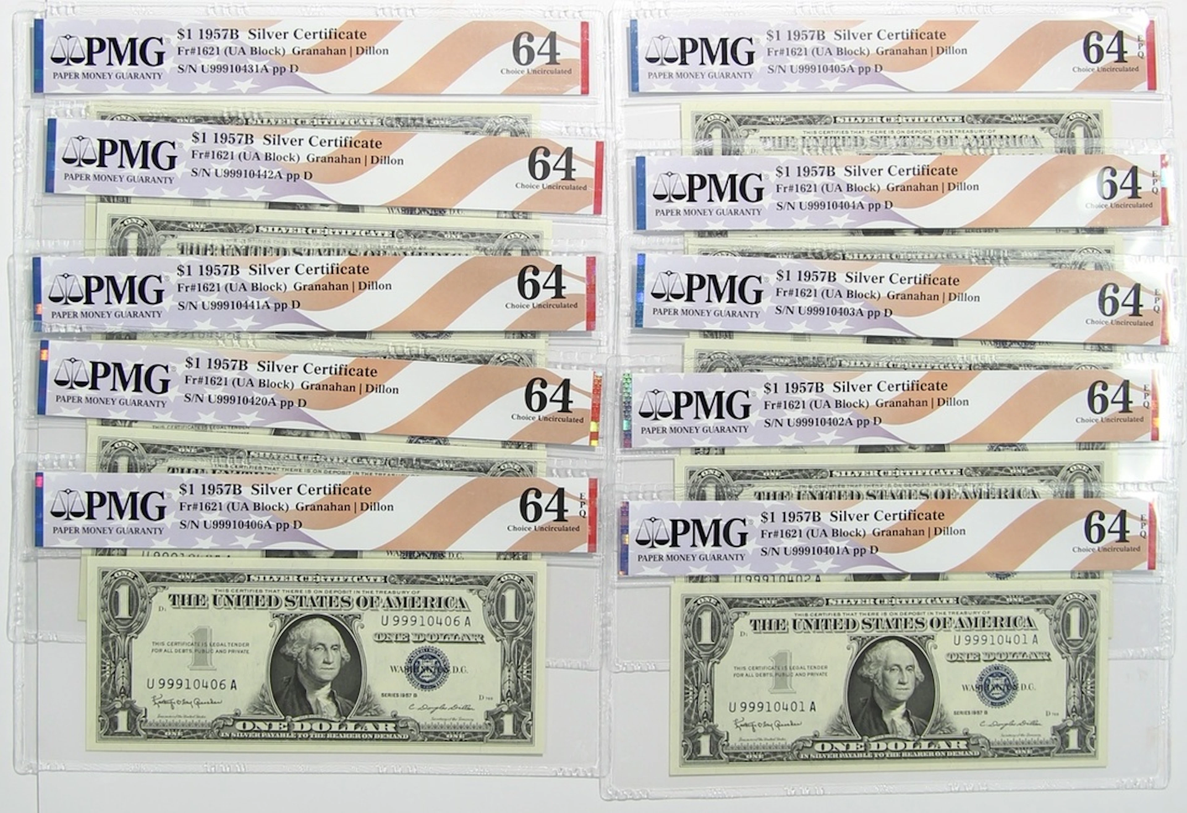 United States, Silver Certificate, $1 (10), 1957B, serial number