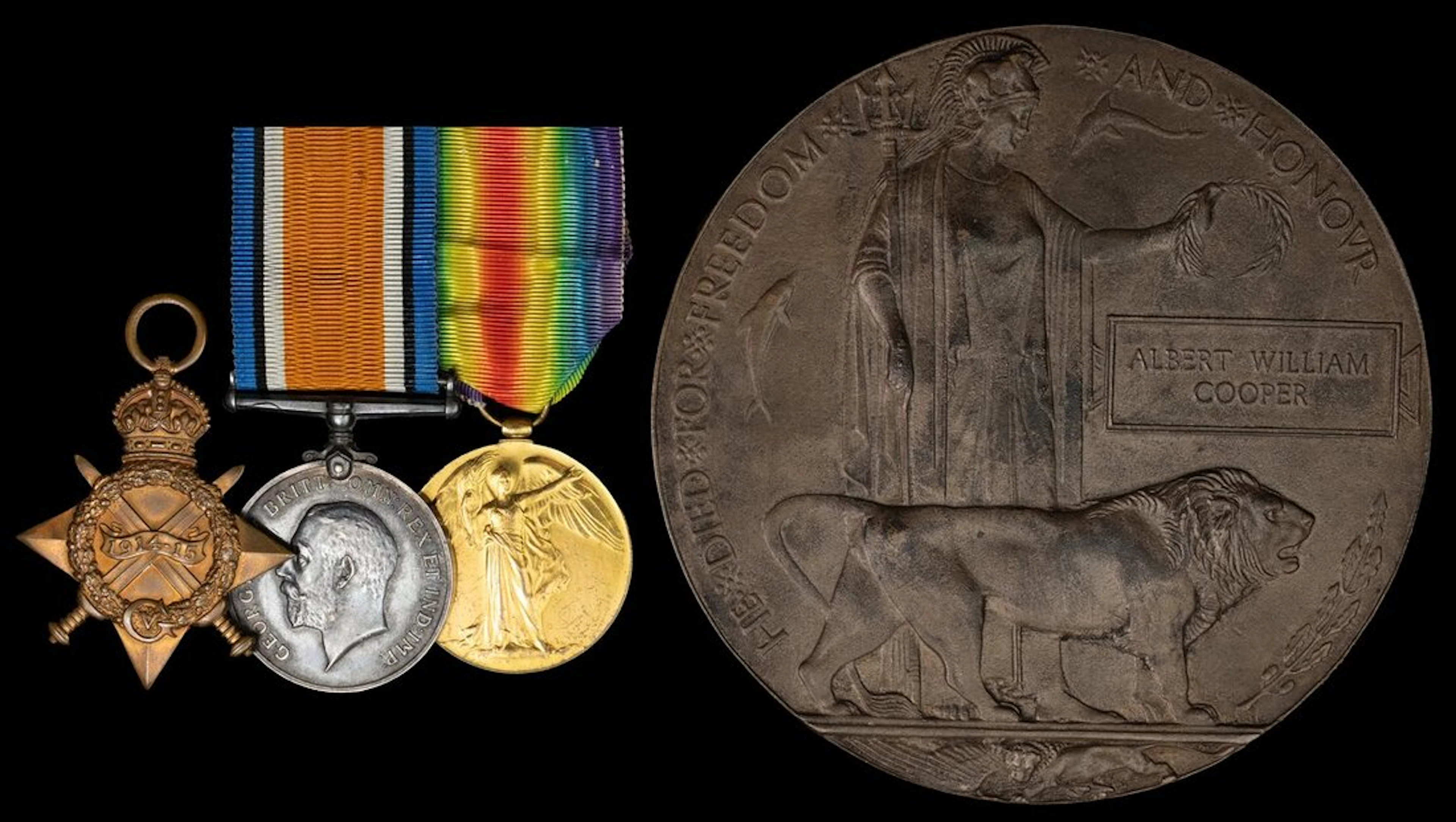 A Great War casualty group of three to Corporal A. W. Cooper, King's