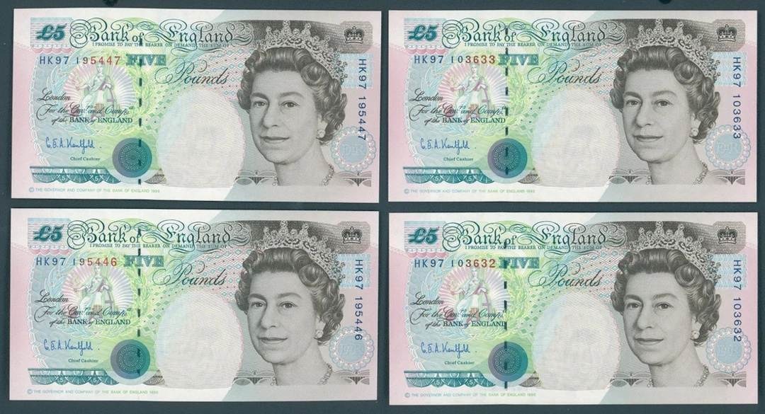 Bank of England, Great Britain, £5 (4), ND (1997), serial numbers