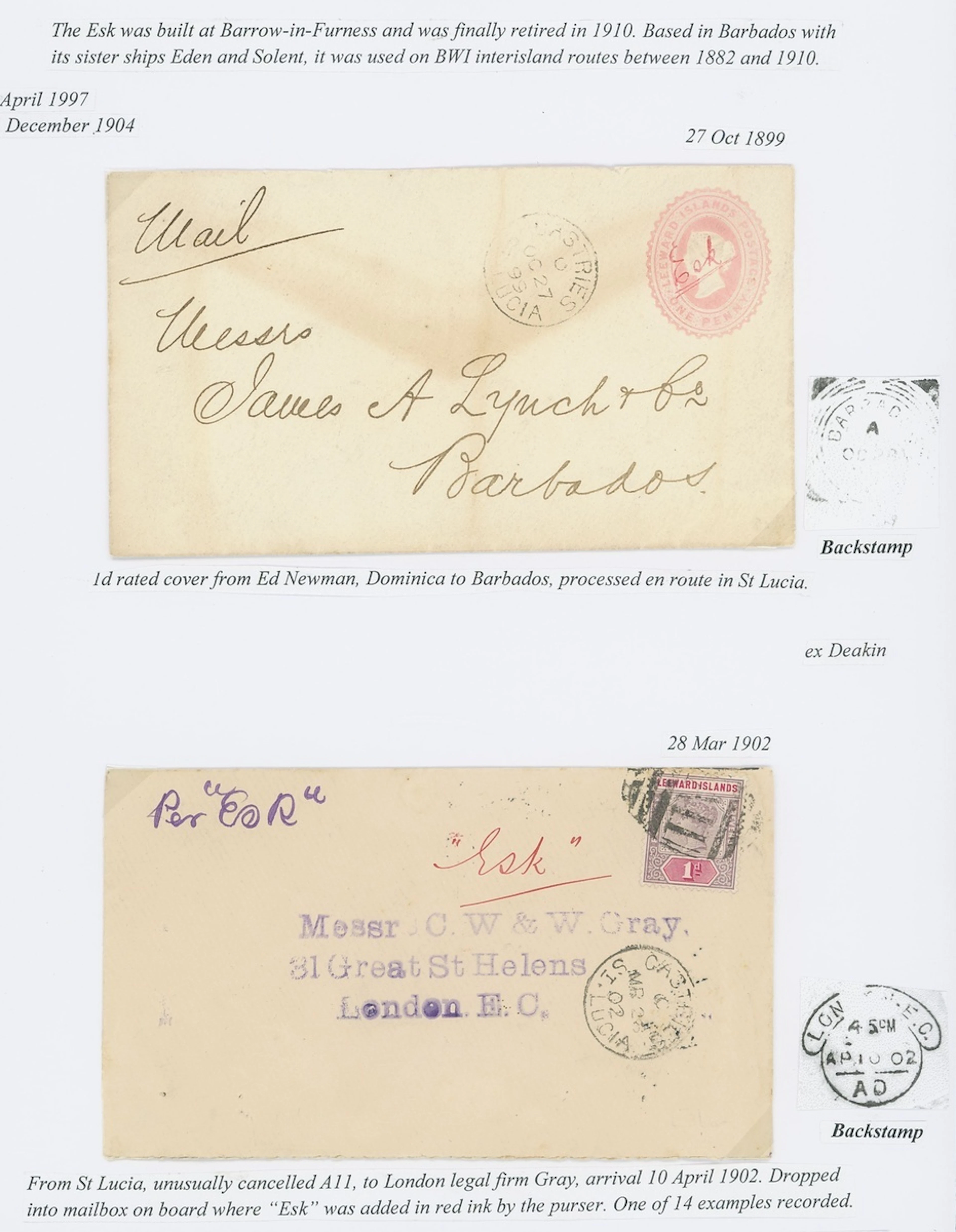 Postal History Ranges Maritime Markings 1899-1904 trio of covers and