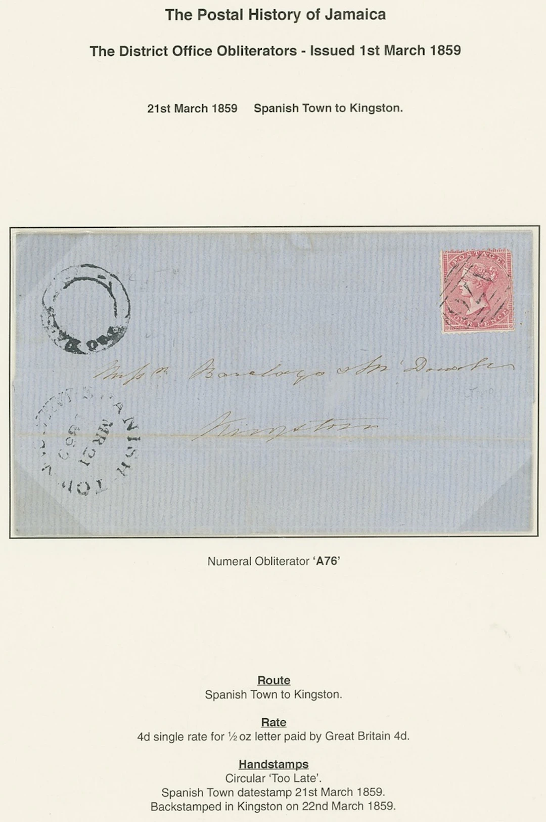 Jamaica Great Britain used in Jamaica Imperial Issues used at Post