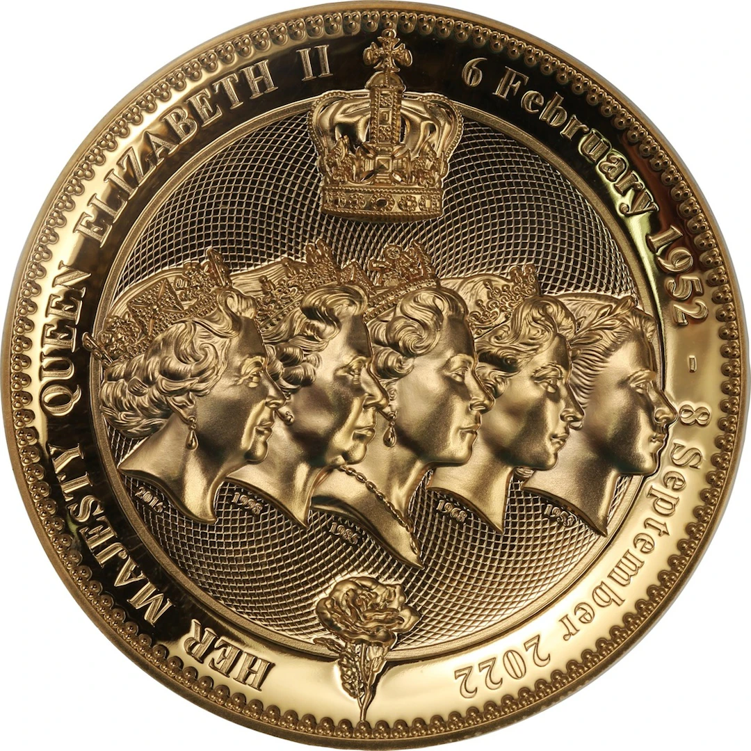 Niue, [PCGS PR70DCAM] gilt copper $1, 2025, in memory of Her Majesty