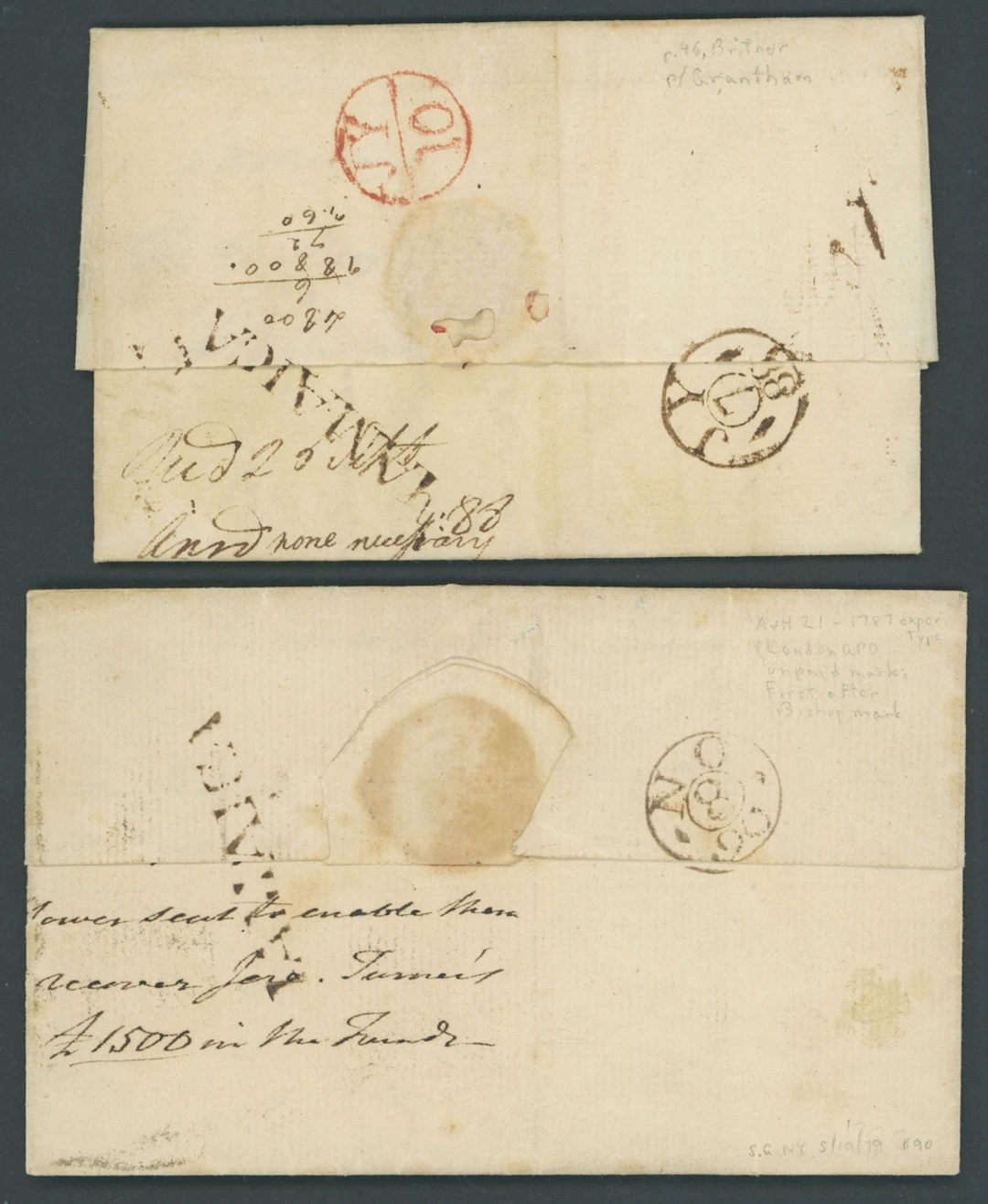 Jamaica The Kingston "jamaica" and "iamaica" Handstamps 1788 (30 May)