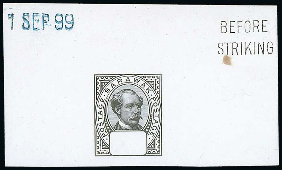 Sarawak 1899-1908 "postage postage" Issue Die Proofs Master with blank