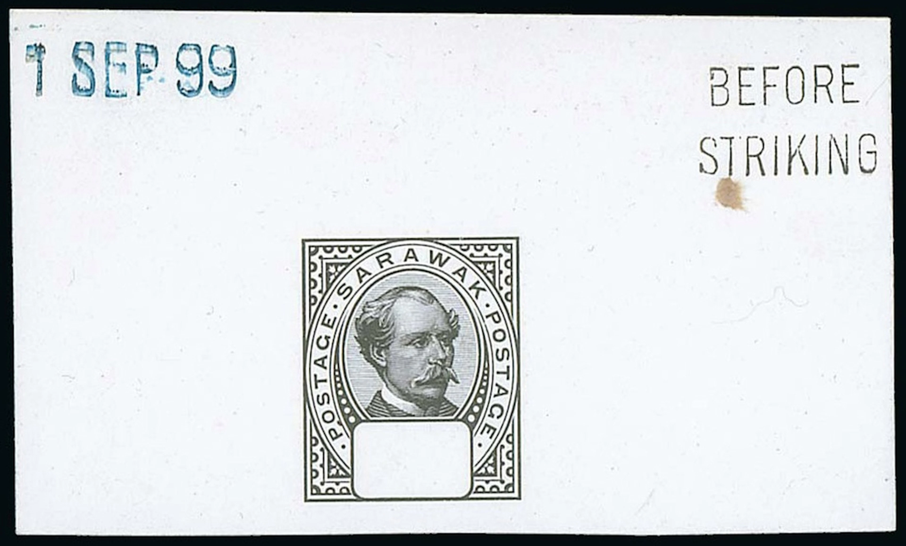 Sarawak 1899-1908 "postage postage" Issue Die Proofs Master with blank