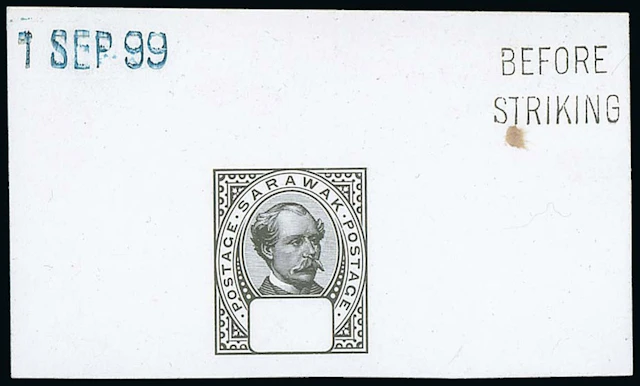 Sarawak 1899-1908 "postage postage" Issue Die Proofs Master with blank