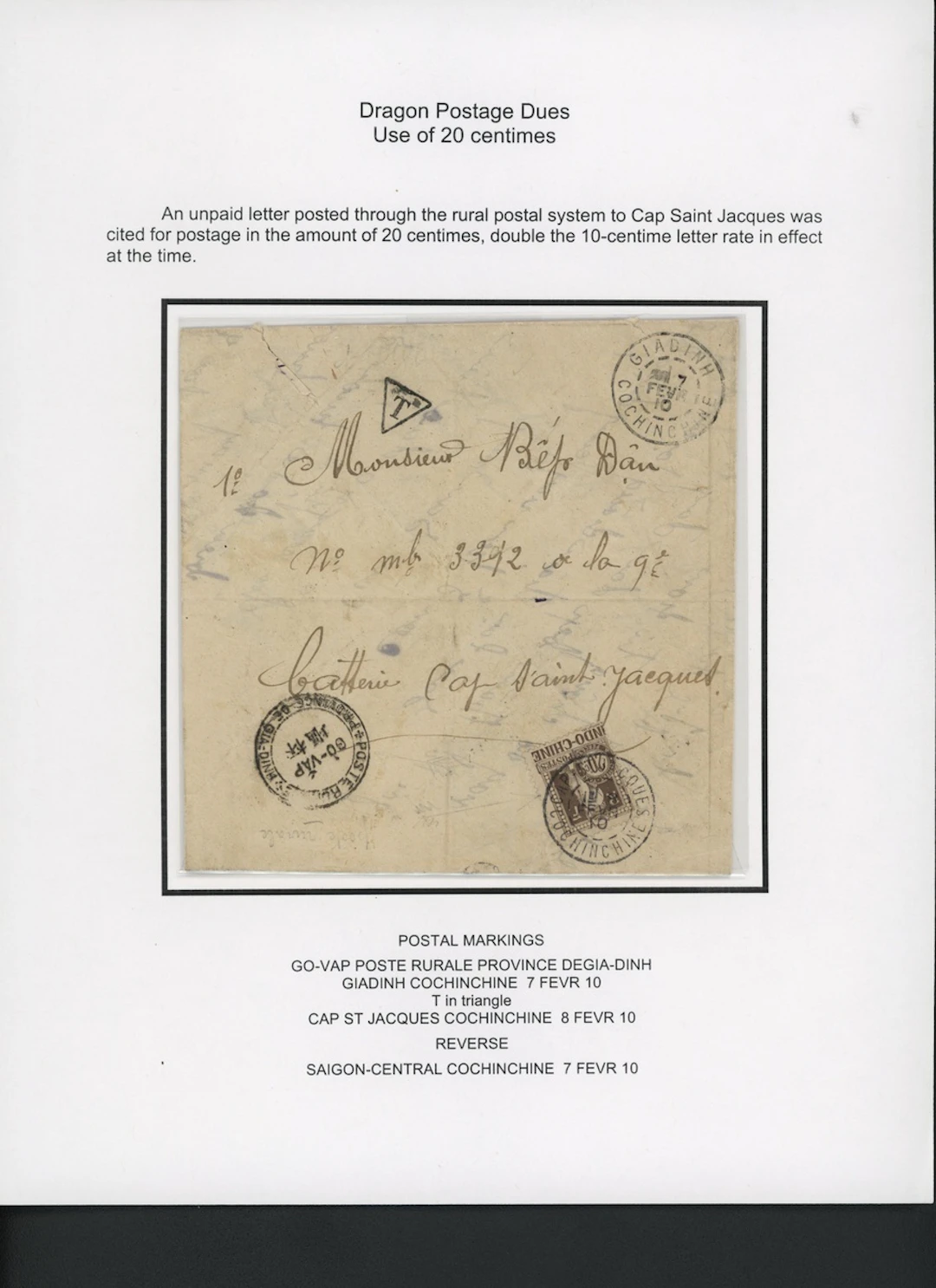 Indo-China French Indo-Chinese Post Office 1908 Dragon Postage Due issue