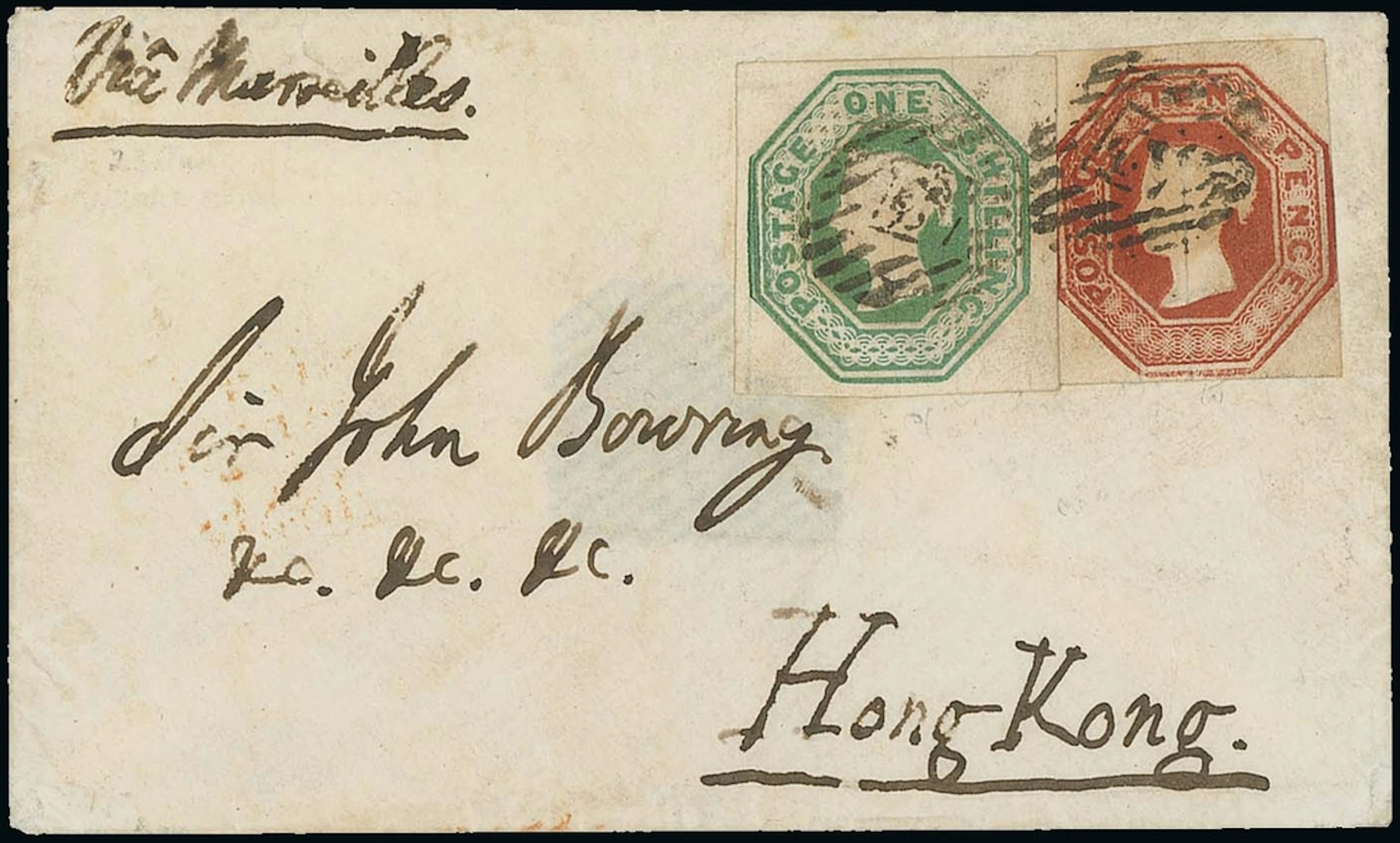 Great Britain 1847-54 Embossed 1854 (23 June) small envelope to Sir
