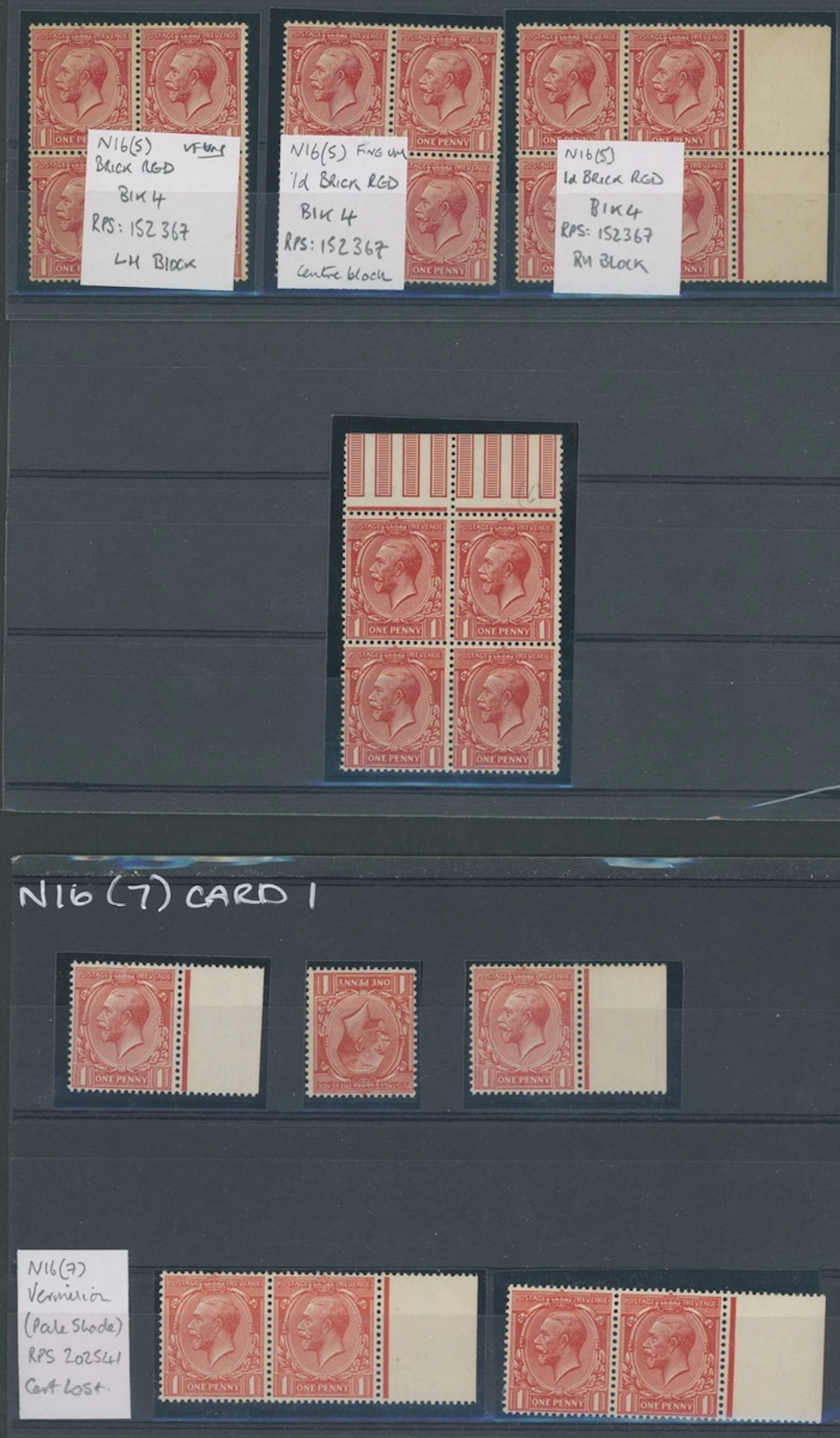 Great Britain King George V 1912-24, Watermark Simple Cypher A predominantly