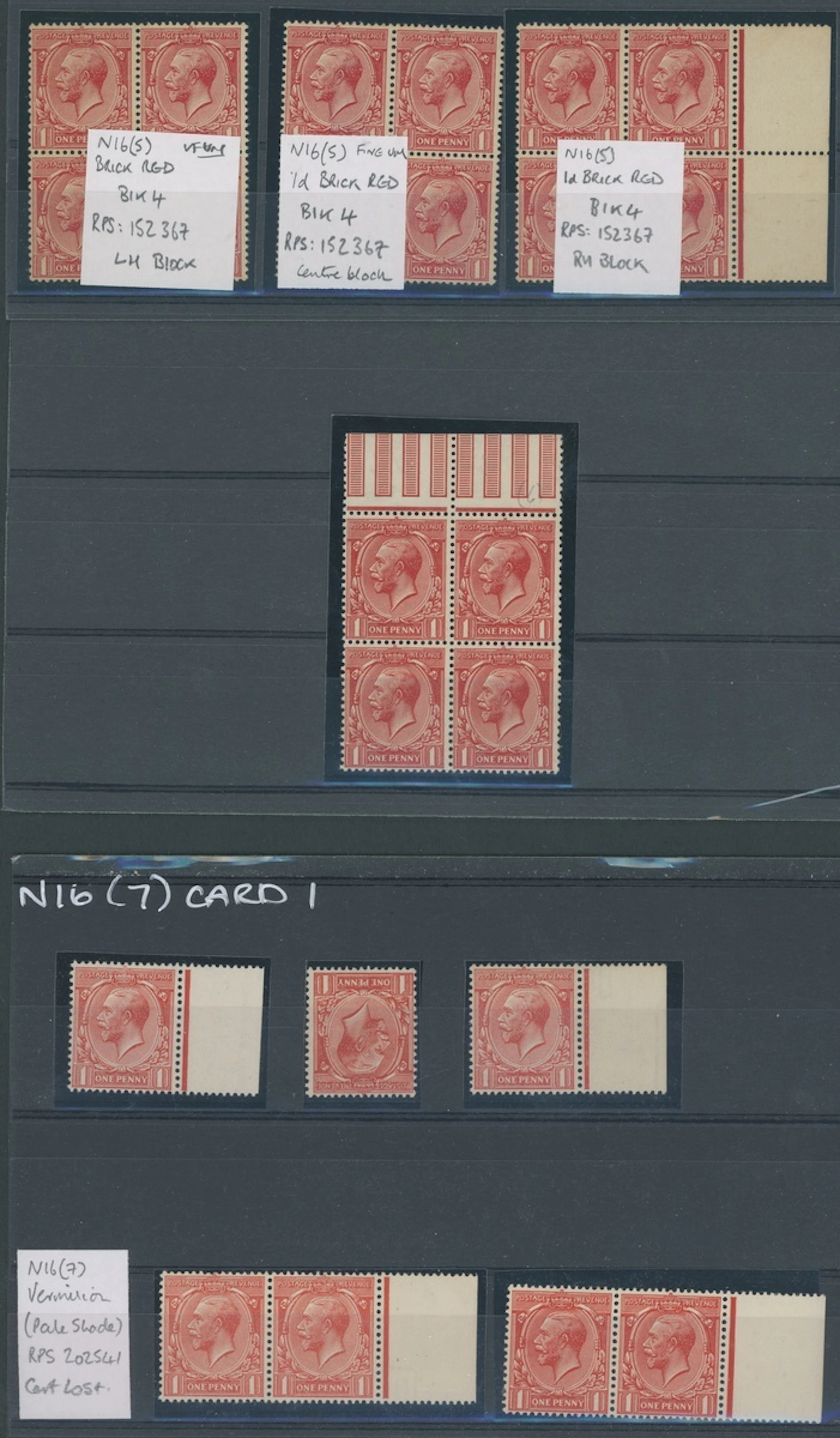 Great Britain King George V 1912-24, Watermark Simple Cypher A predominantly