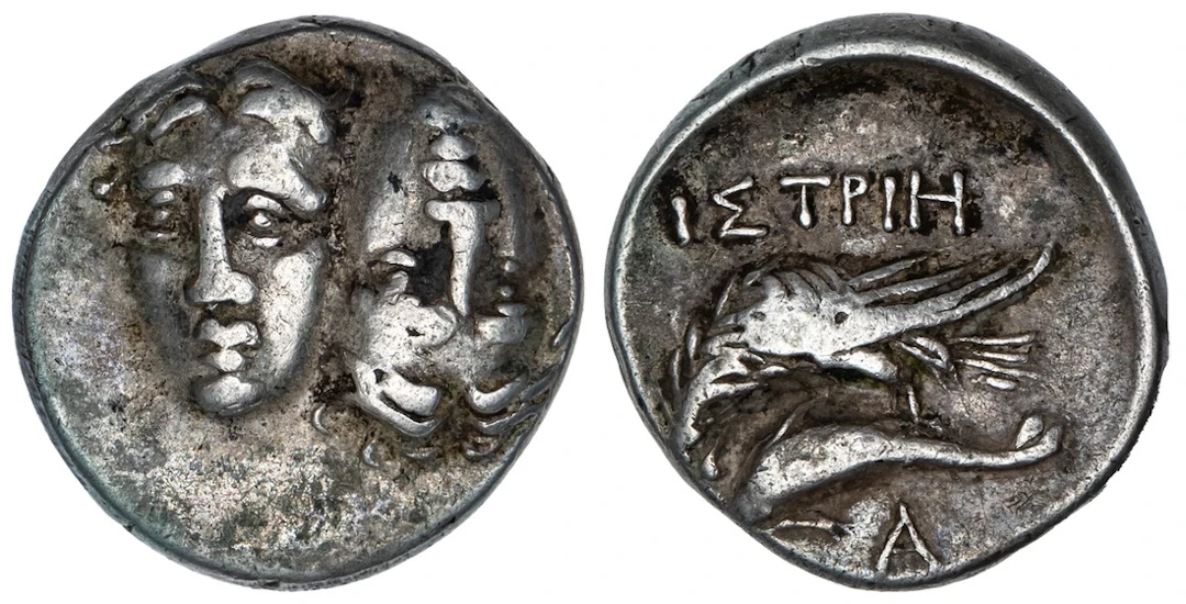 Moesia, Istros, AR Drachm, c. 4th Century BC, facing male heads, one
