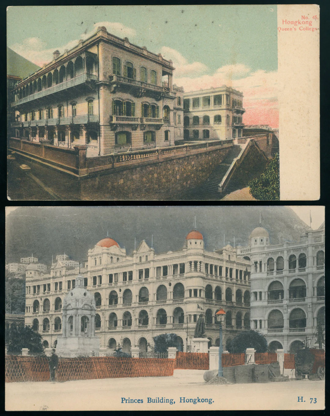 Hong Kong Covers 1900s two unused picture postcards, showing Queen's