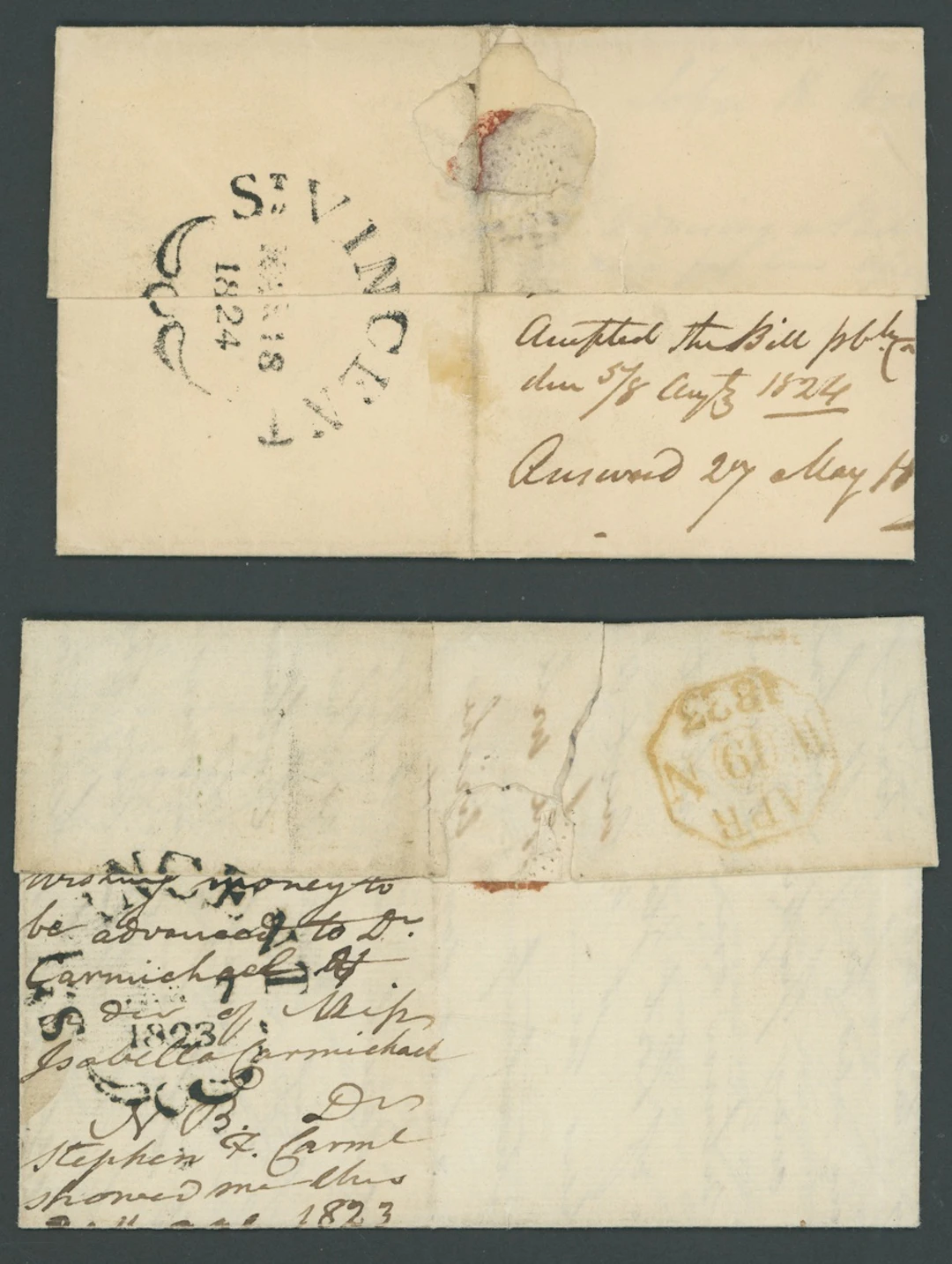 St. Vincent Early Letters and Handstamps Fleuron Datestamp, Jaffe