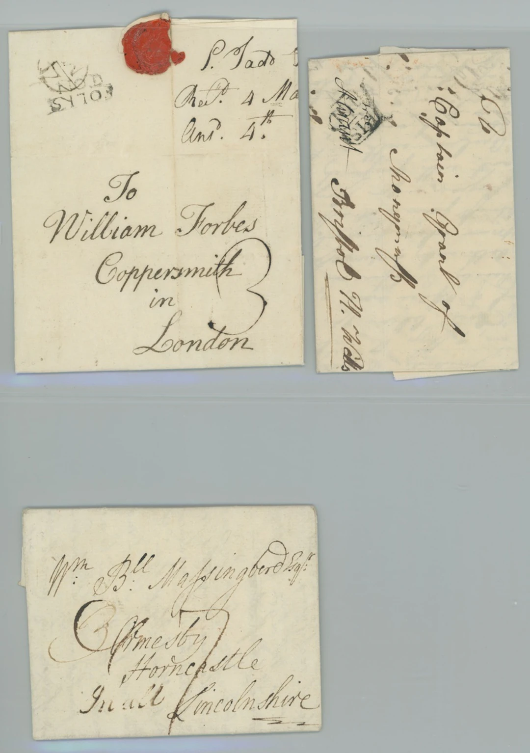 Great Britain Postal History 1765 (c.), entire letter with framed "b/ris/tol";
