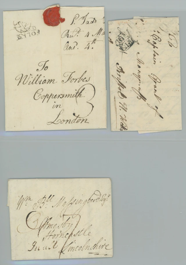 Great Britain Postal History 1765 (c.), entire letter with framed "b/ris/tol";