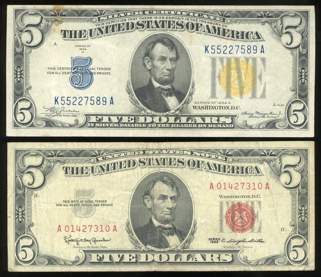 United States, Silver Certificate, $5 (2),1934A, serial number K55227589A