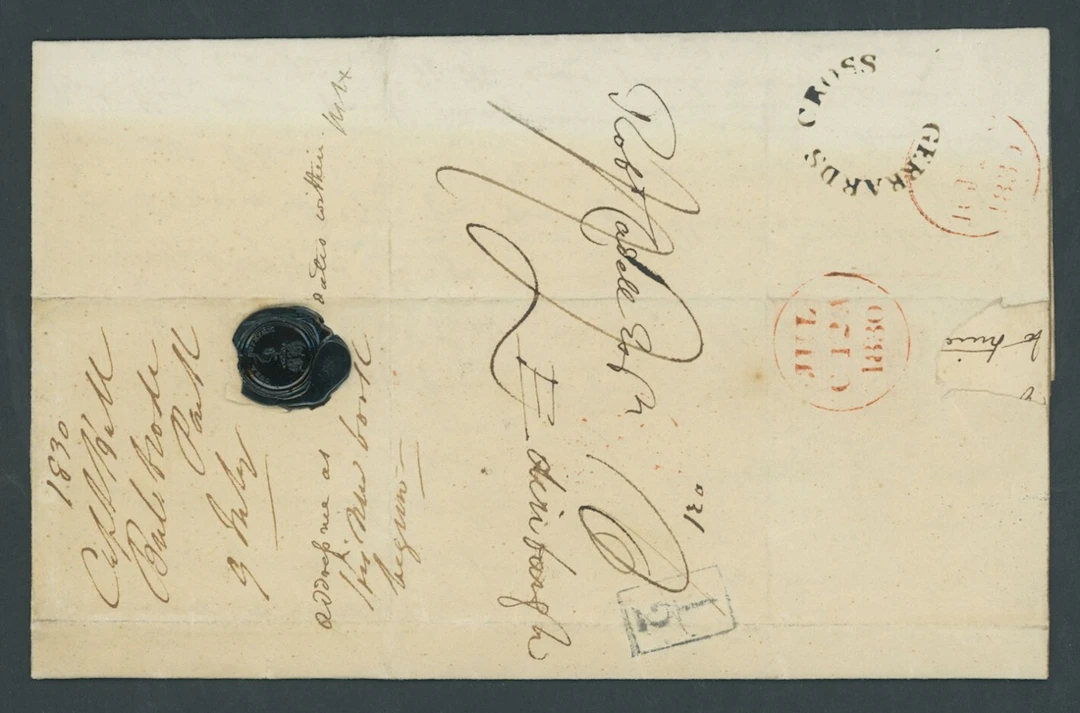 Great Britain Postal History 1830 (9 July), entire letter from Captain