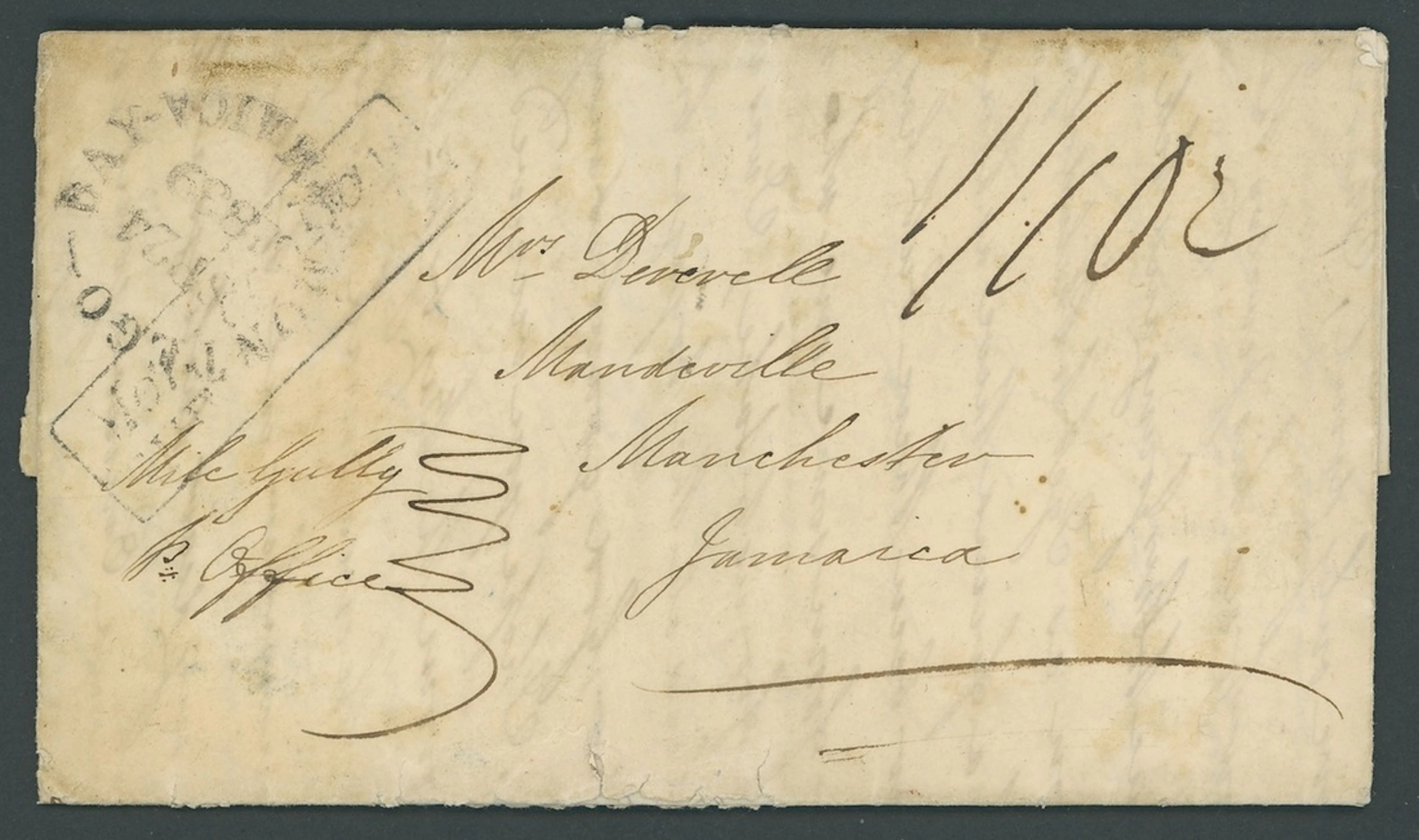 Jamaica Ship Letter Handstamps 1839 (17 July) entire letter from New