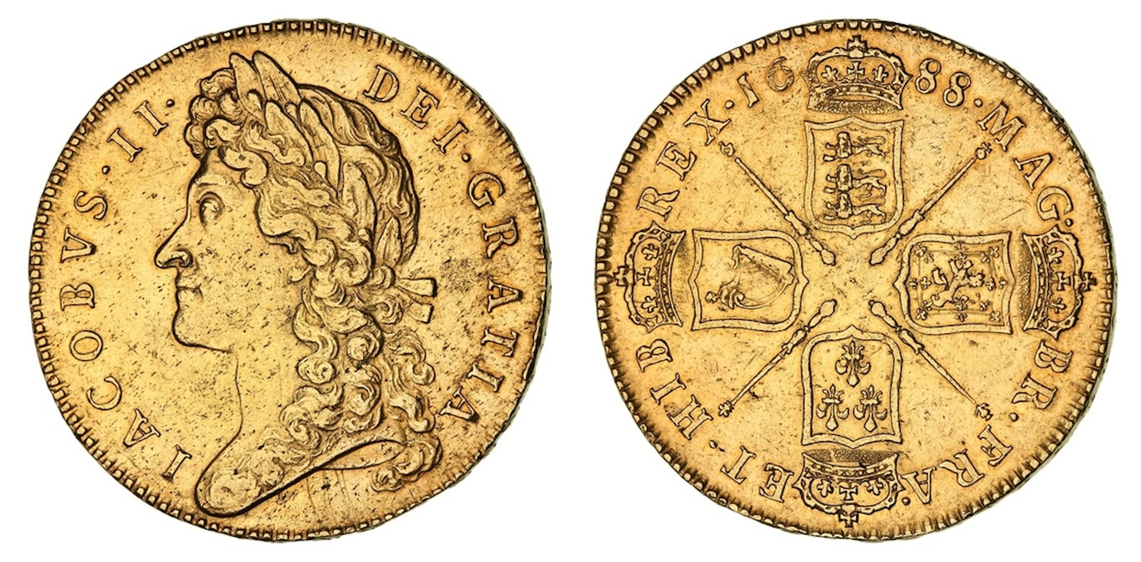 James II (1685-1688), Five-Guineas, 1688 QVARTO