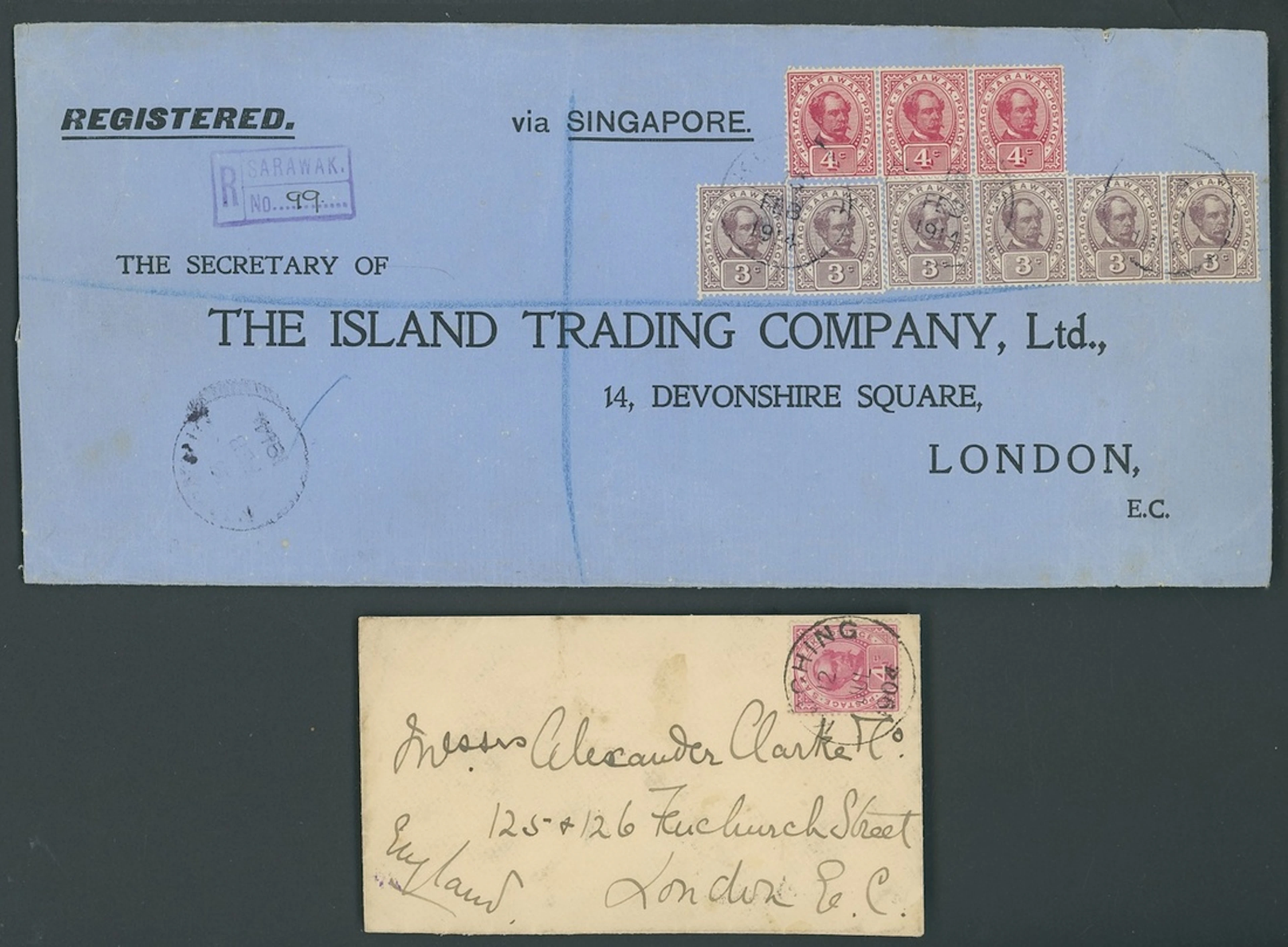Sarawak 1899-1908 "postage postage" Issue Covers 1904 (12 July) envelope