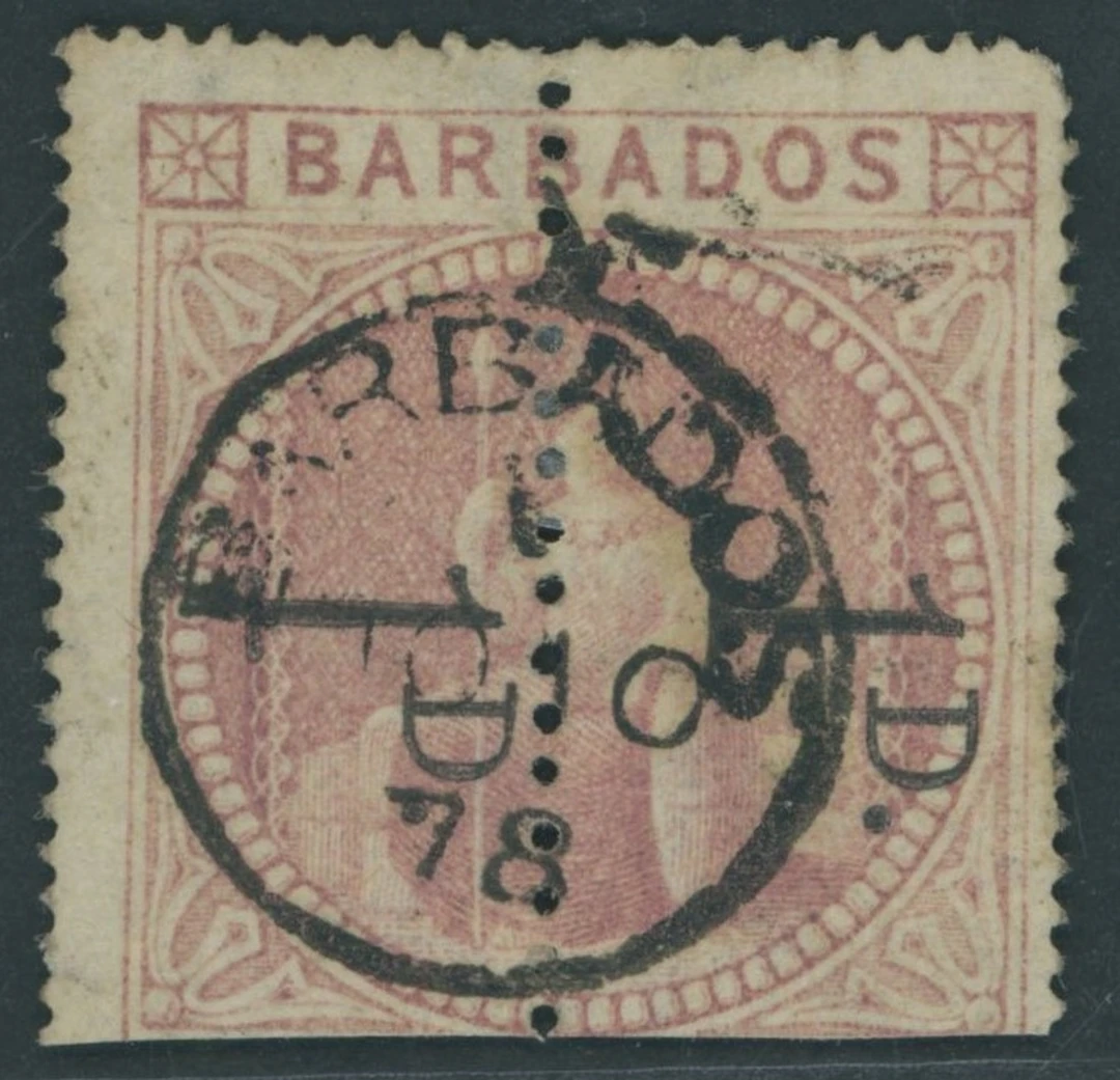 Barbados Britannia Issues 1878 (Mar.) "1d" with curved serif on 5/-