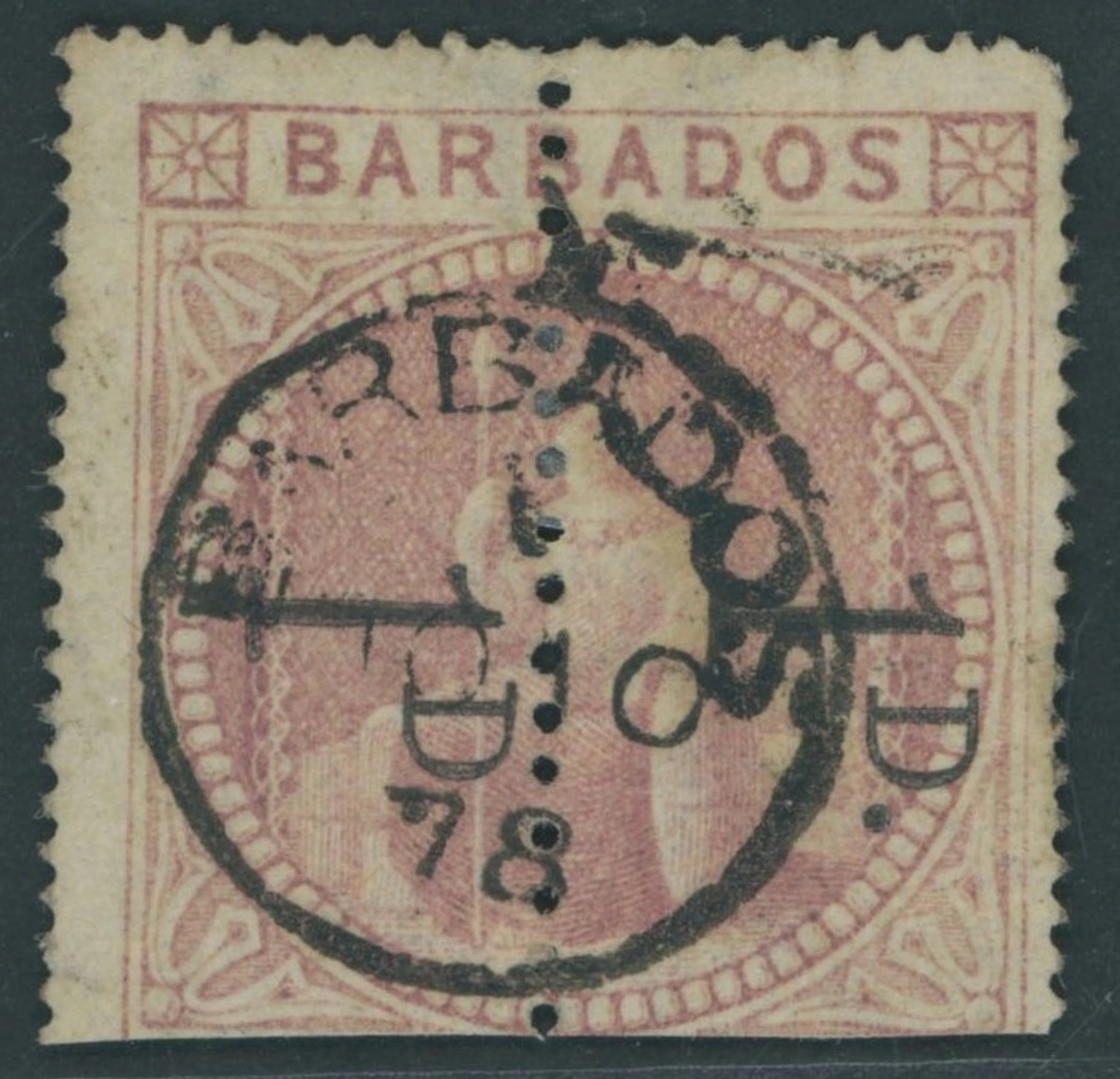 Barbados Britannia Issues 1878 (Mar.) "1d" with curved serif on 5/-